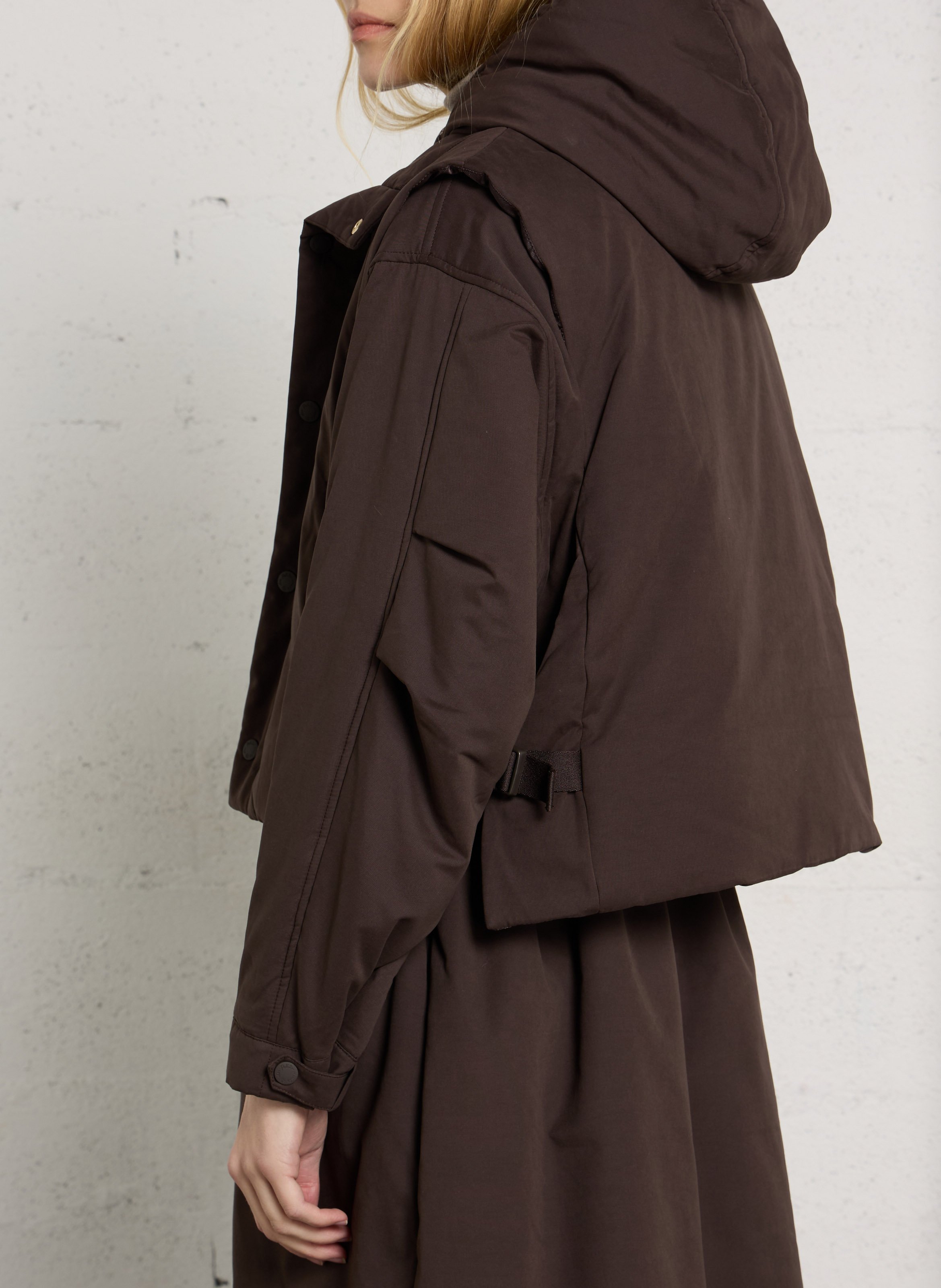 Doudoune longue à gilet capuche amovible DES PETITS HAUTS Marron