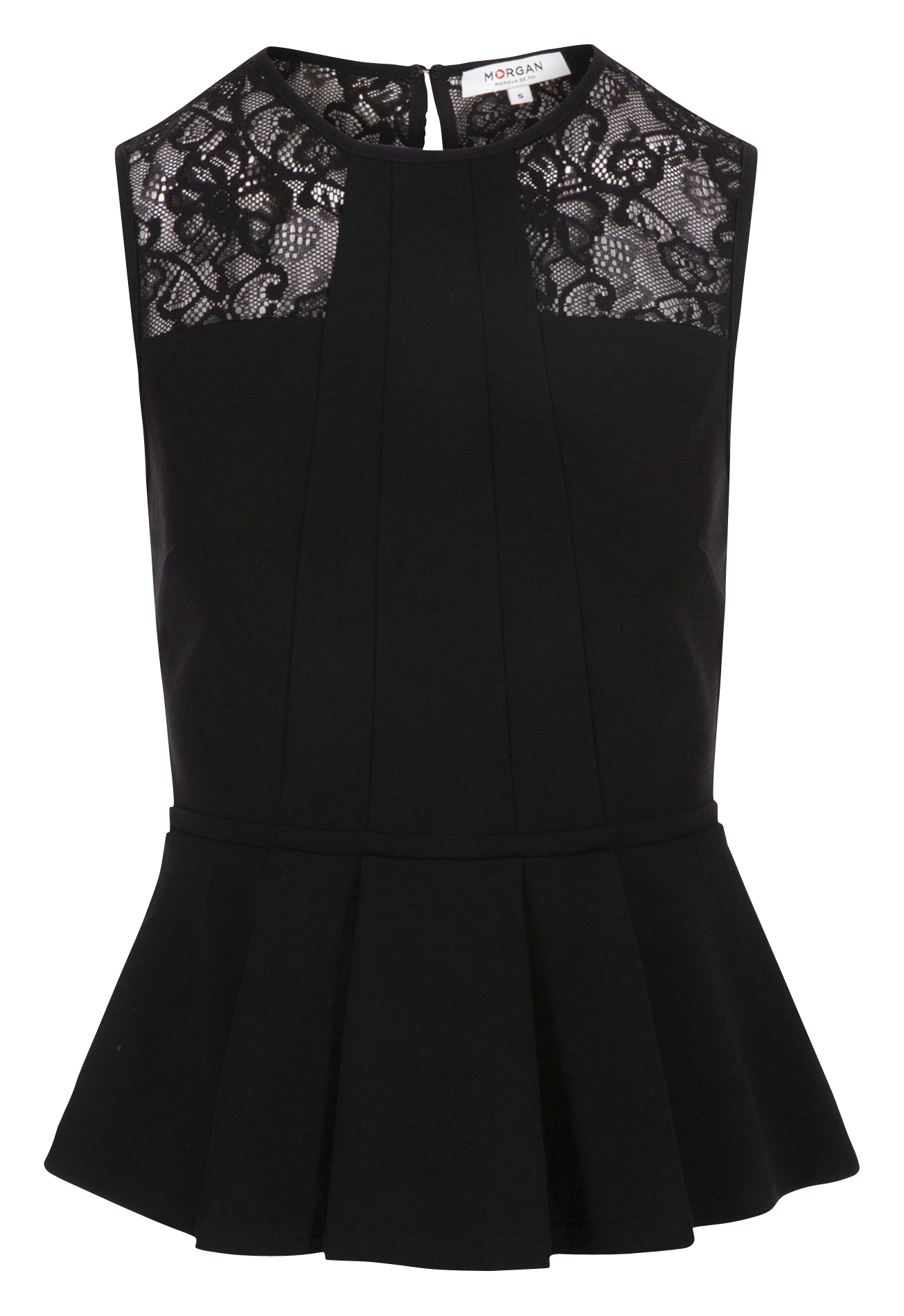 Ärmelloses Rundhals-Top mit Spitze MORGAN Schwarz
