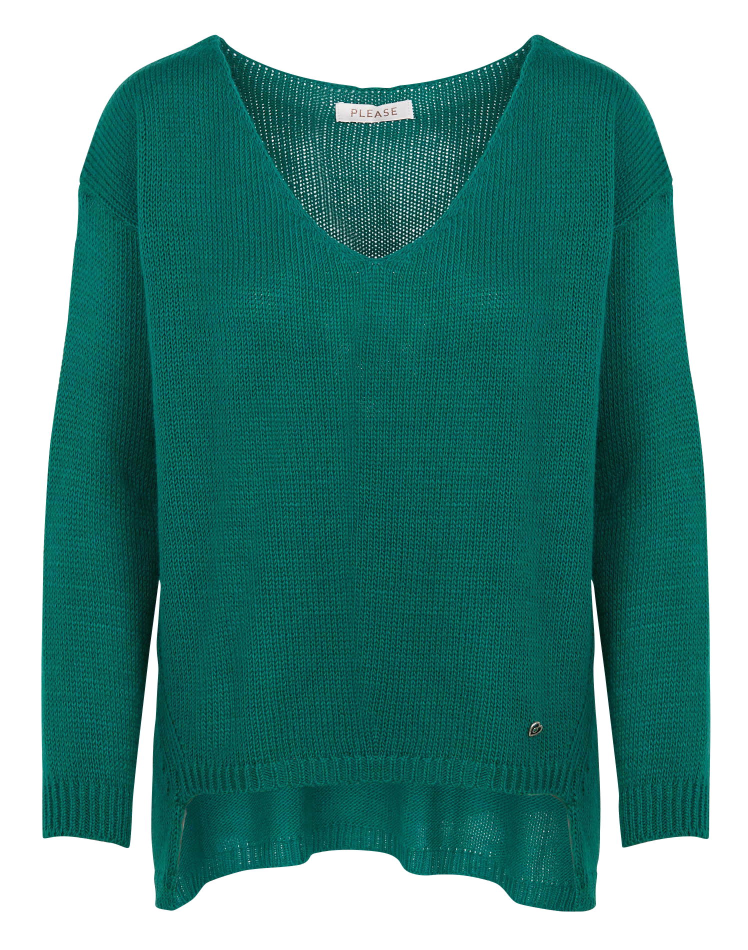 Mixed-knit V-neck sweater PLEASE Green