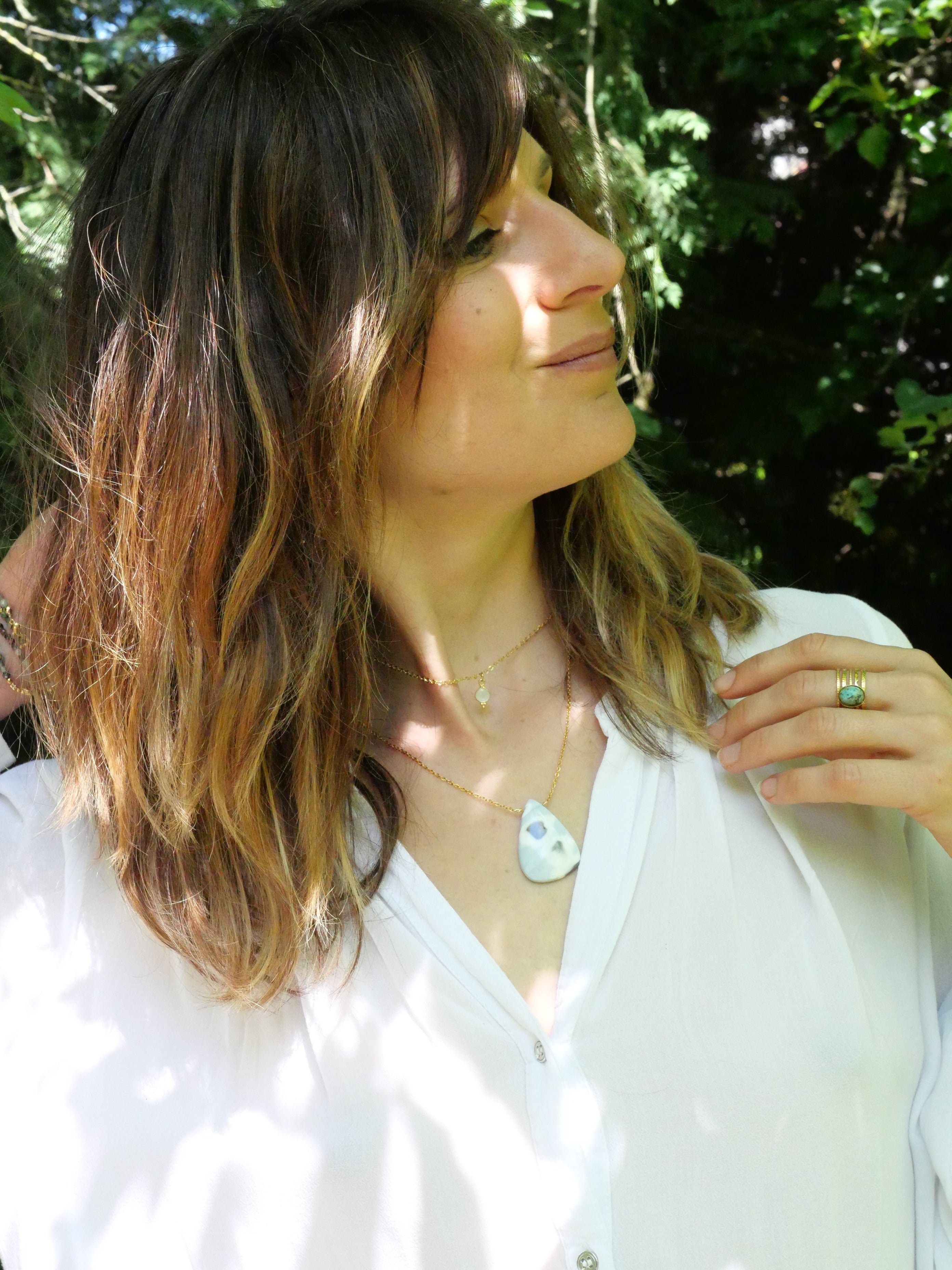 Moonstone necklace GINANDGER White