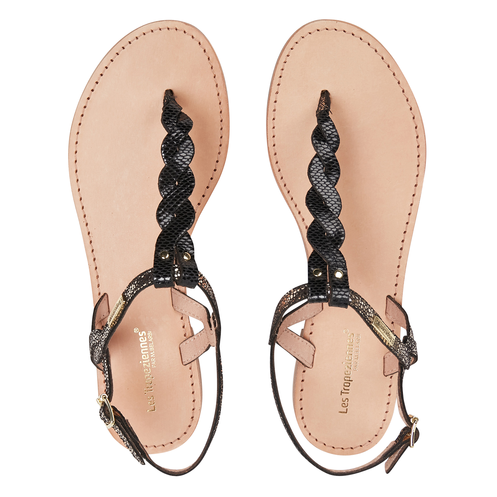 Flat leather sandals with braided straps LES TROPEZIENNES PAR M.BELARBI White