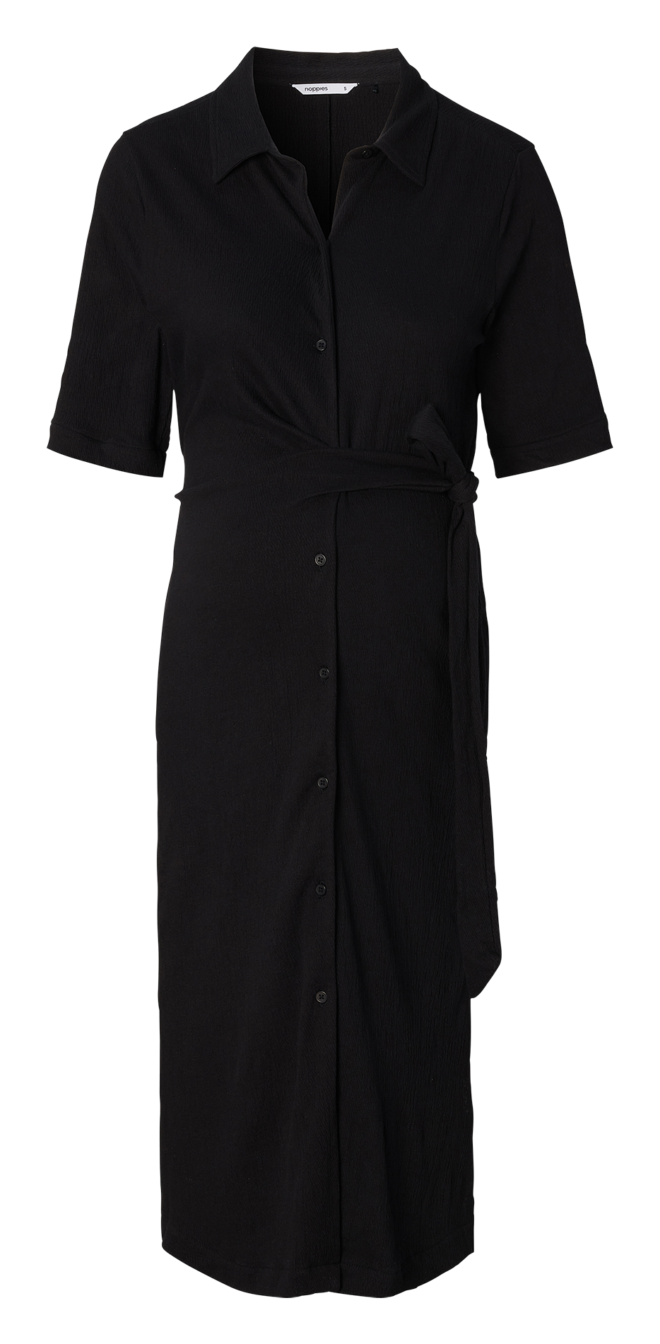 Organic cotton-blend midi dress with classic collar NOPPIES Black