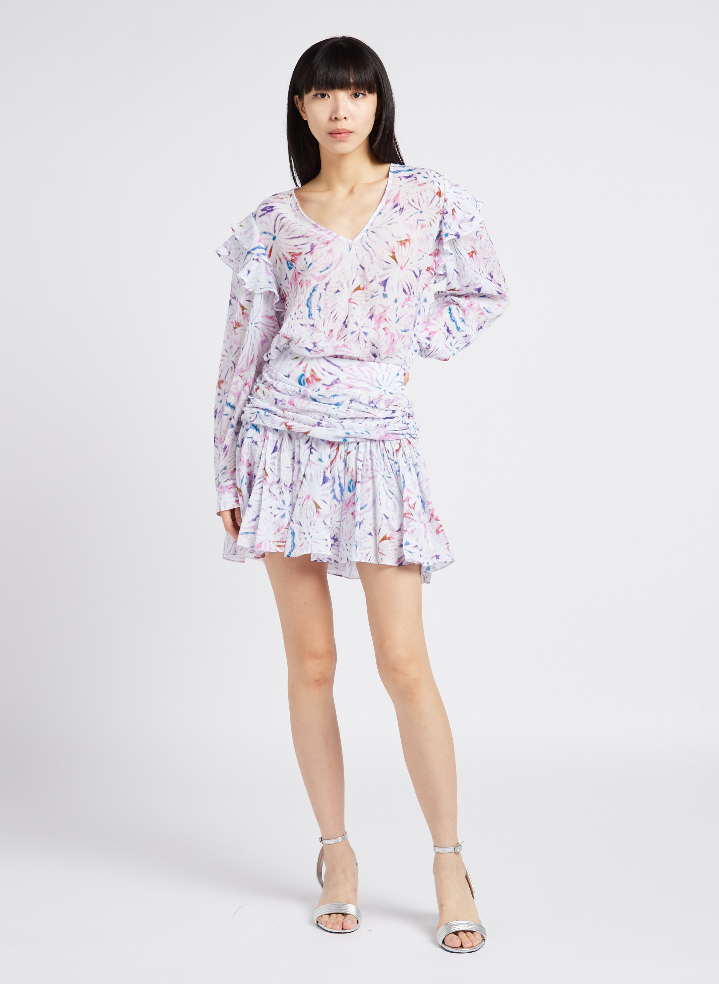 Jupe courte évasée imprimée IRO Rose