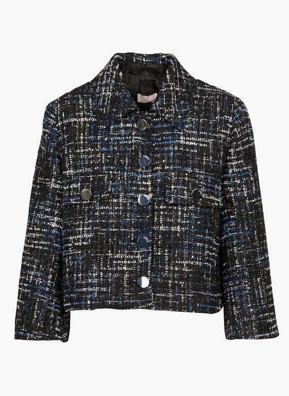 Cropped tweed jacket with classic collar Bou nero s pink Cropped tweed jacket with classic collar Bou nero s pink