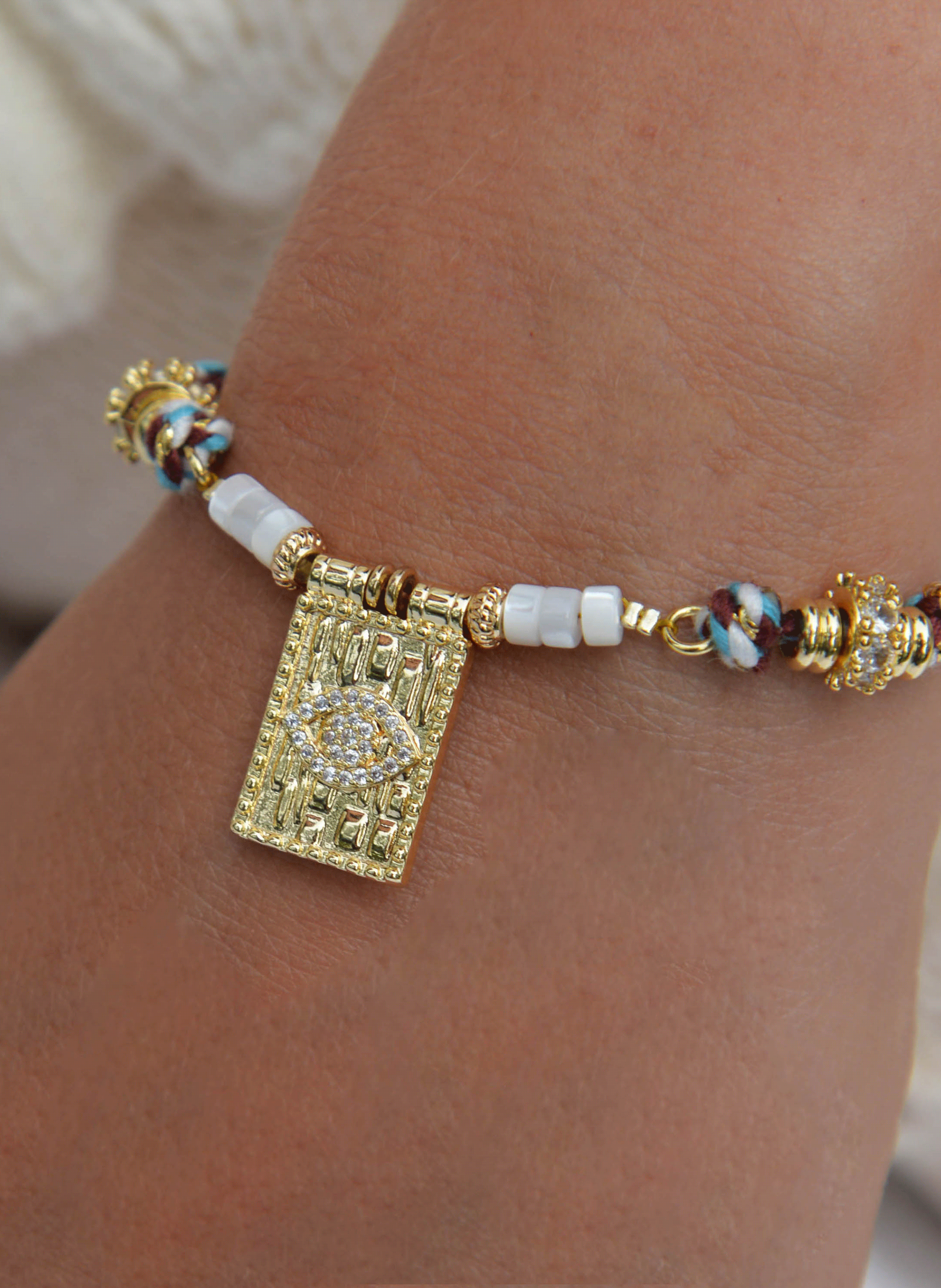 Pearl bracelet with pendant HIPANEMA White