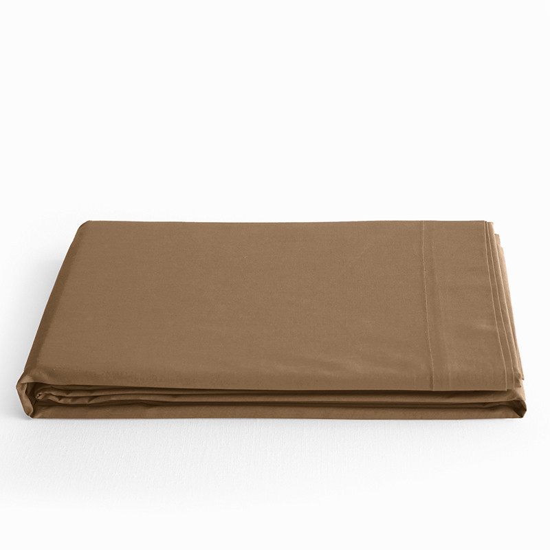 Flat sheet "premium" for single & double beds COTON PUR Brown