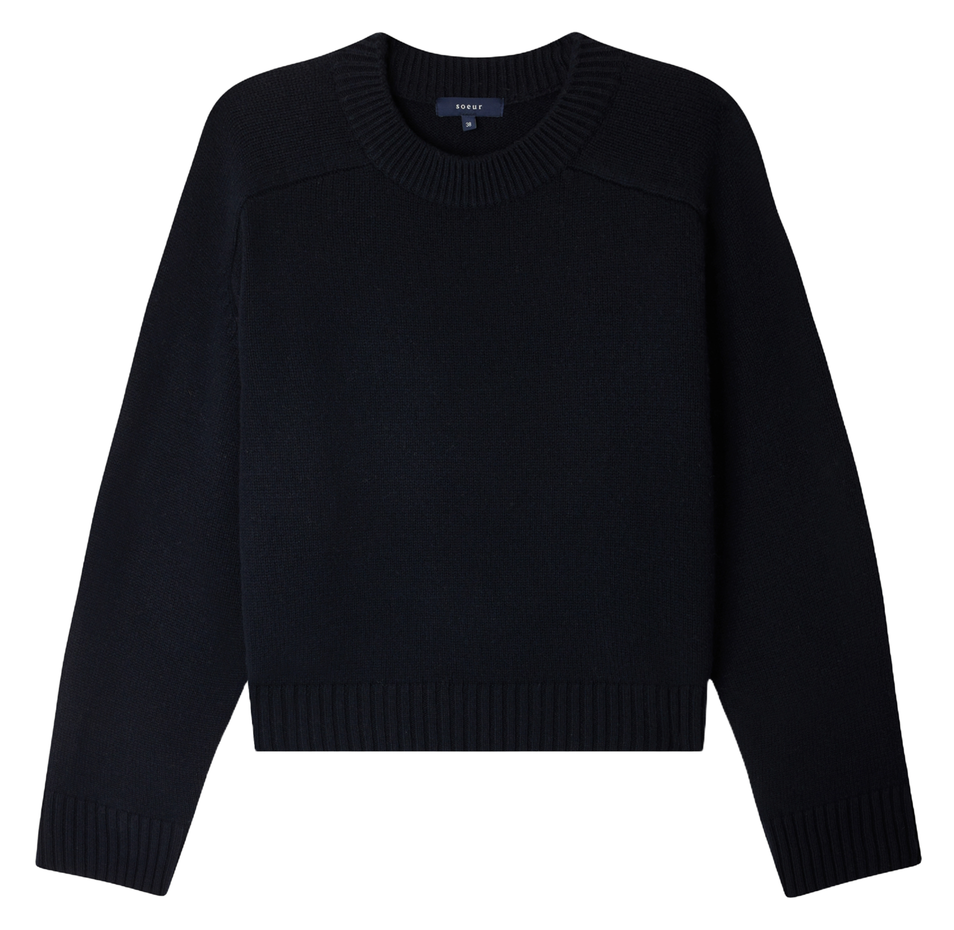 Pull col rond en laine  SOEUR Bleu