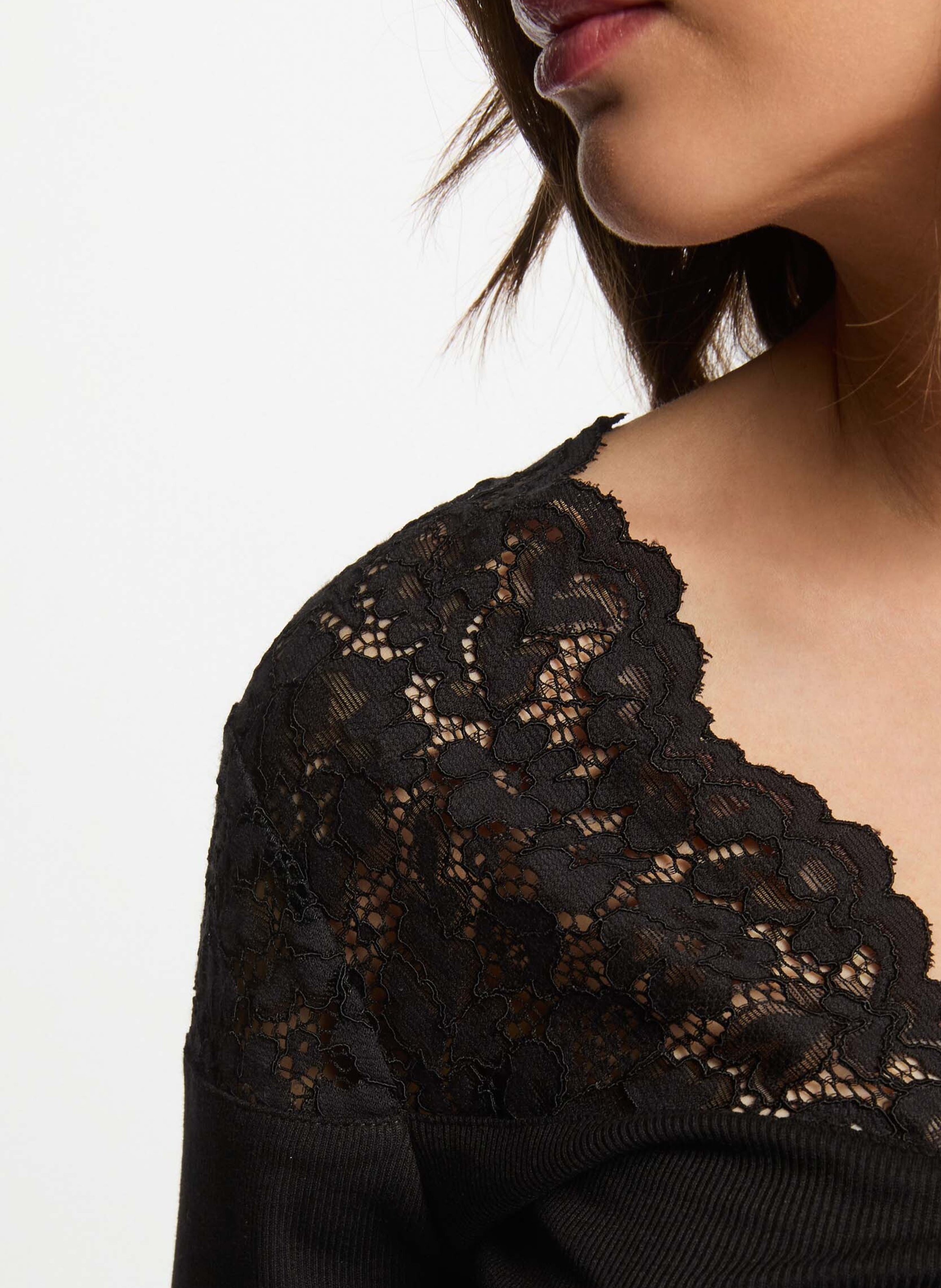 Tee-shirt droit en fibres recyclées mélangées MORGAN Noir