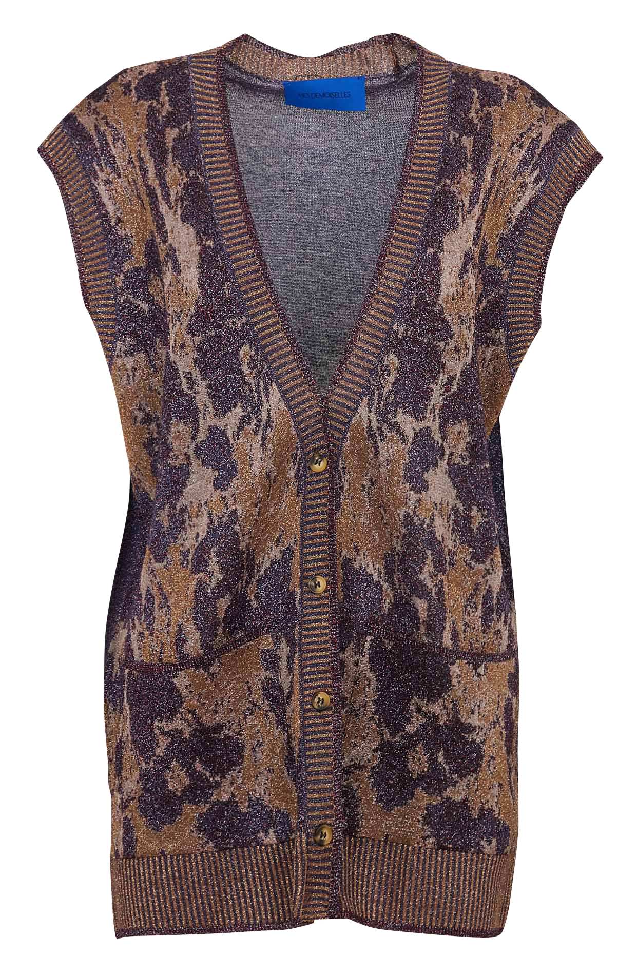 Cardigan sans manches pailleté à motifs MES DEMOISELLES Violet