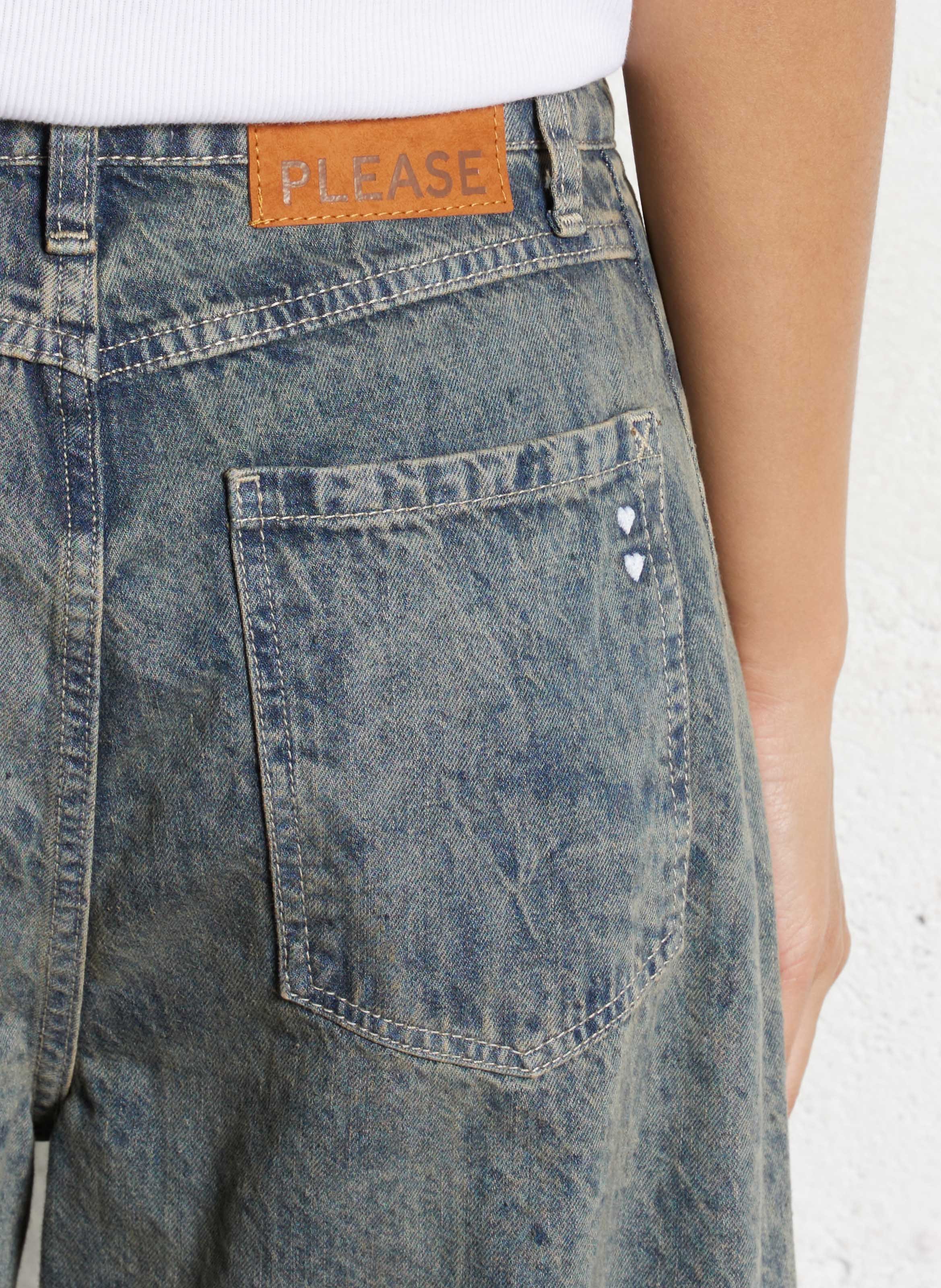 Jean large en coton PLEASE Bleu