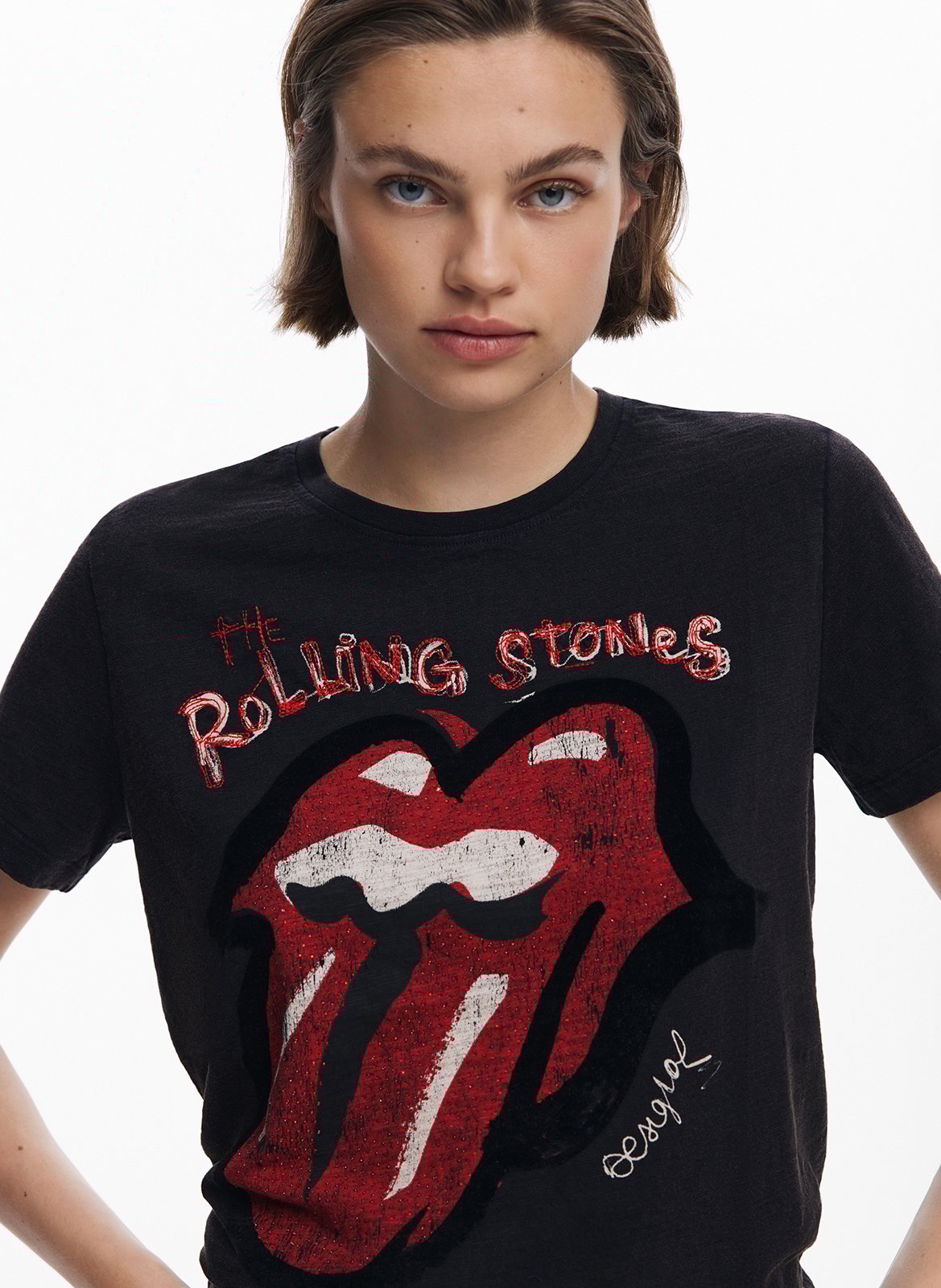 Tee-shirt manches courtes imprimé DESIGUAL Noir