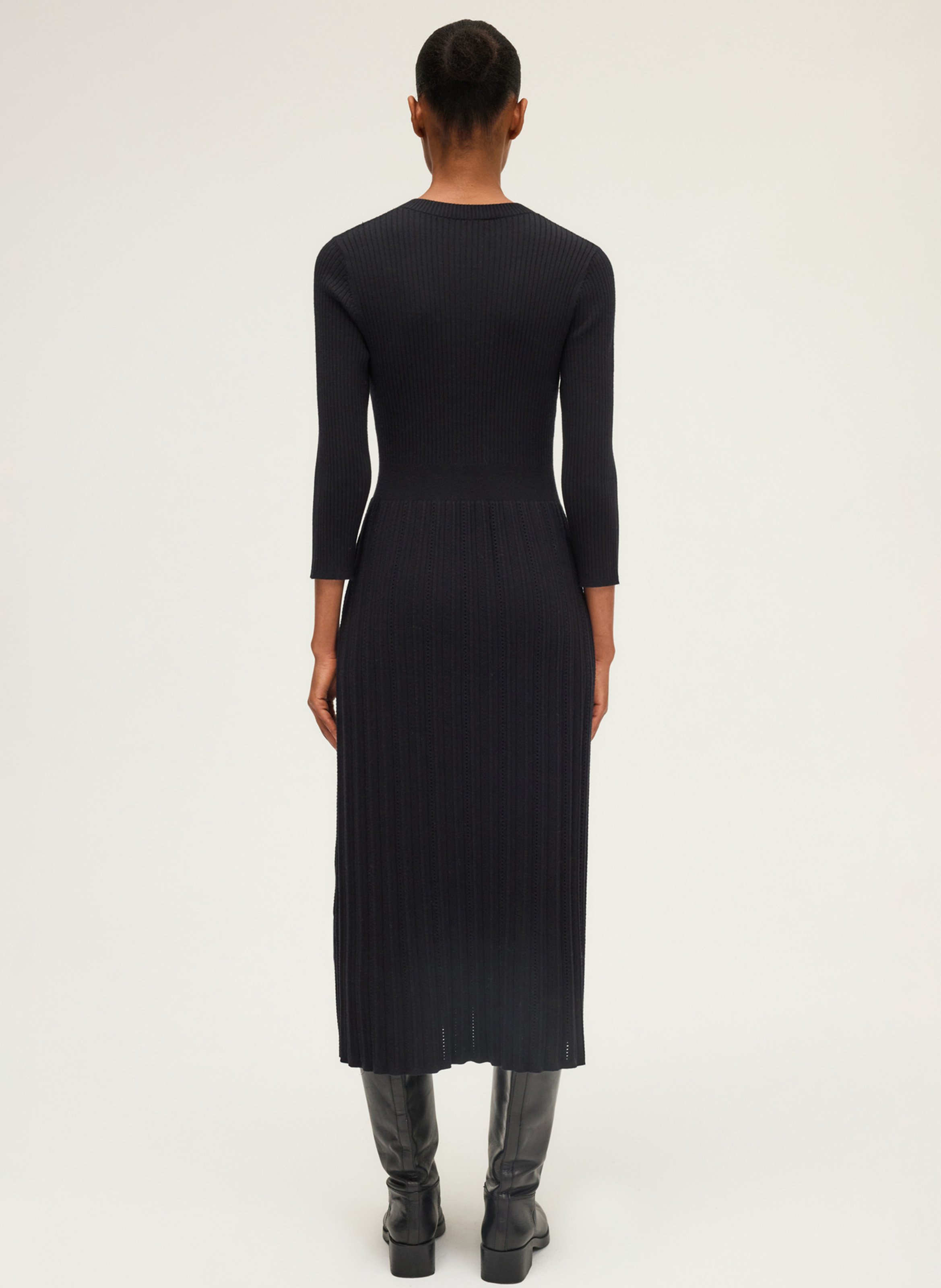 Robe midi col rond  PABLO Noir