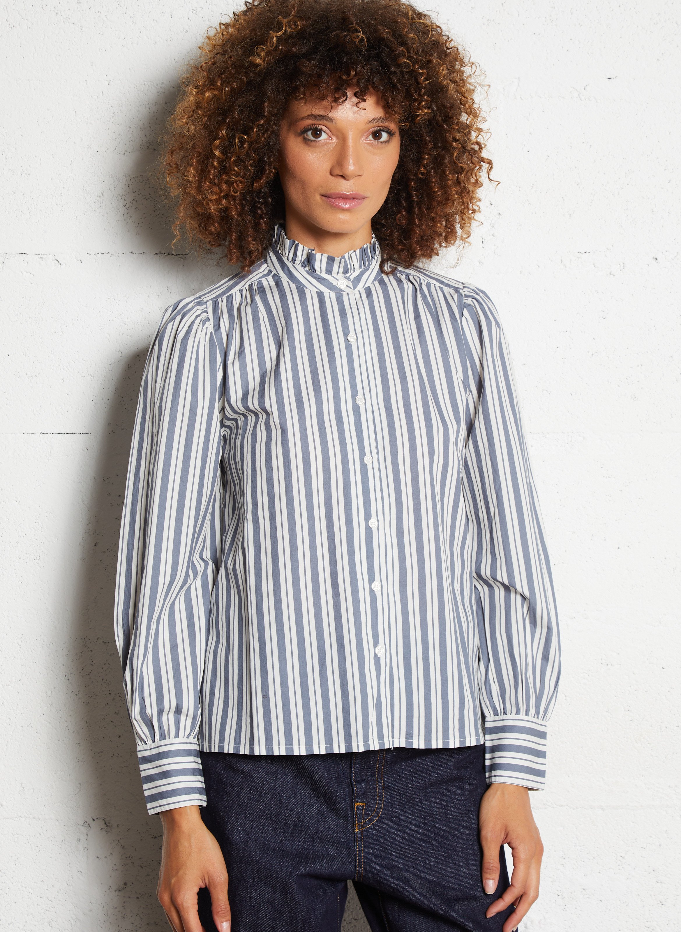 Oversized Victorian collar cotton shirt PETITE MENDIGOTE