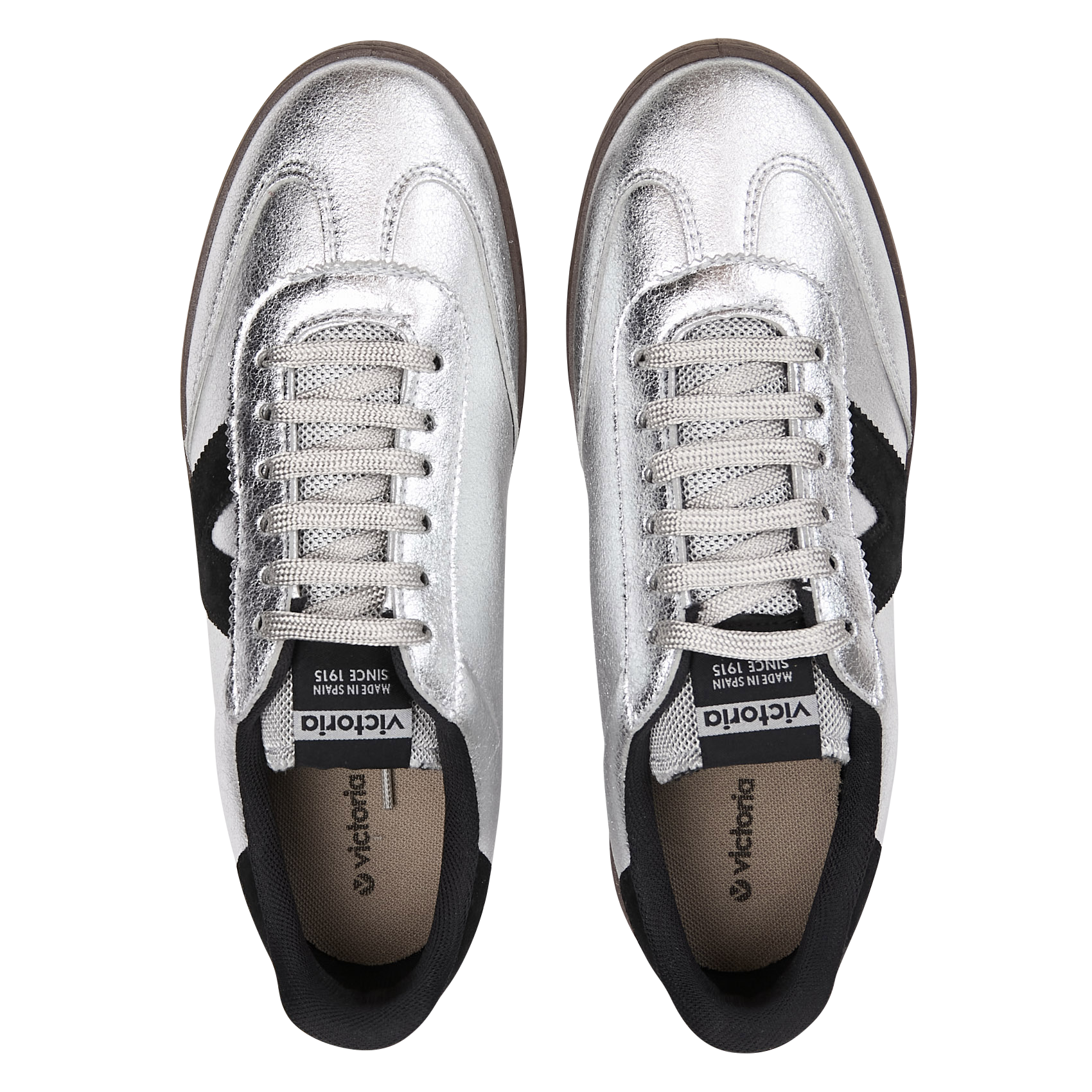 Baskets basses en cuir métallisé VICTORIA Argent