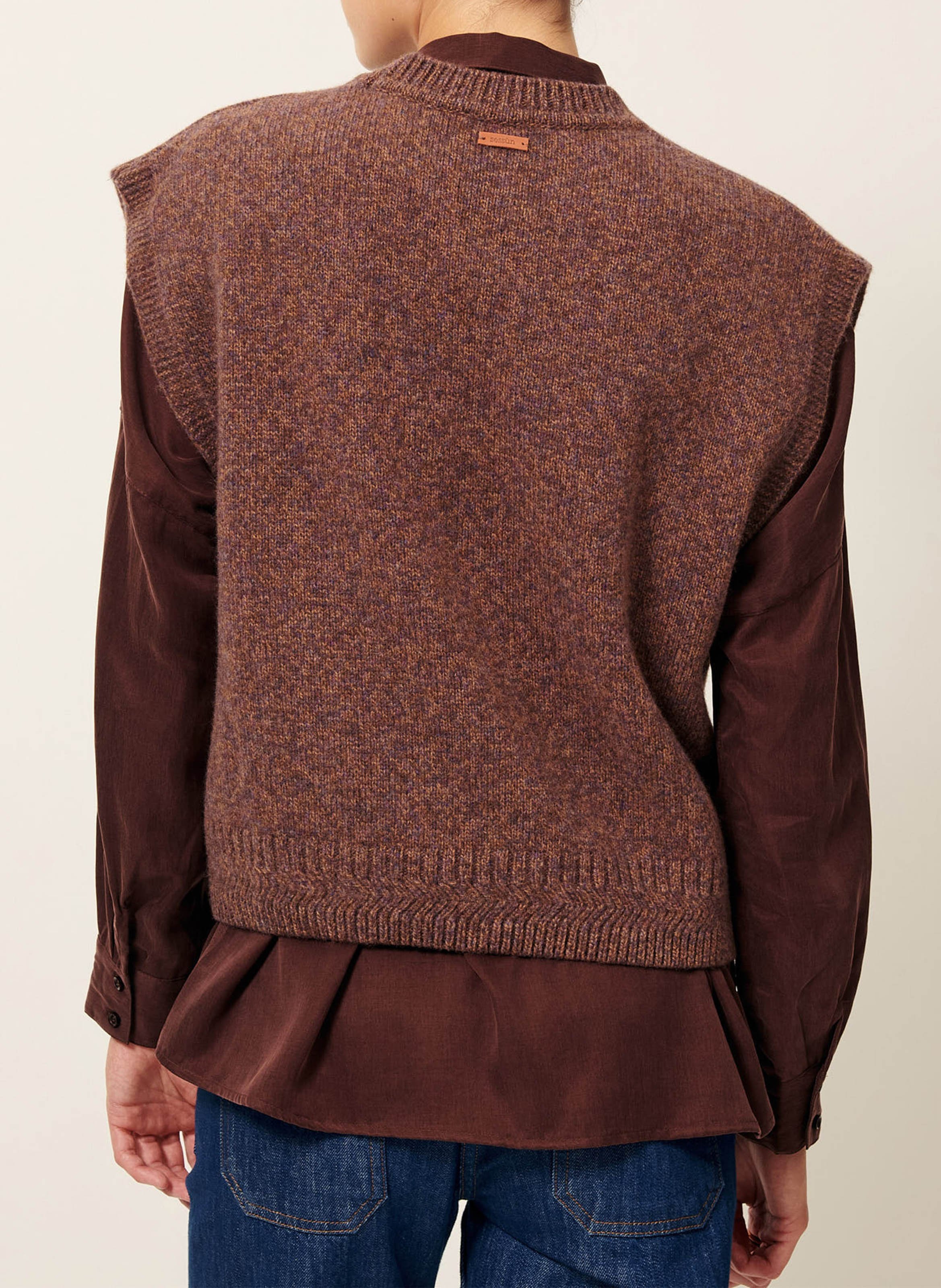 Pull sans manches en laine mérinos SESSUN Marron