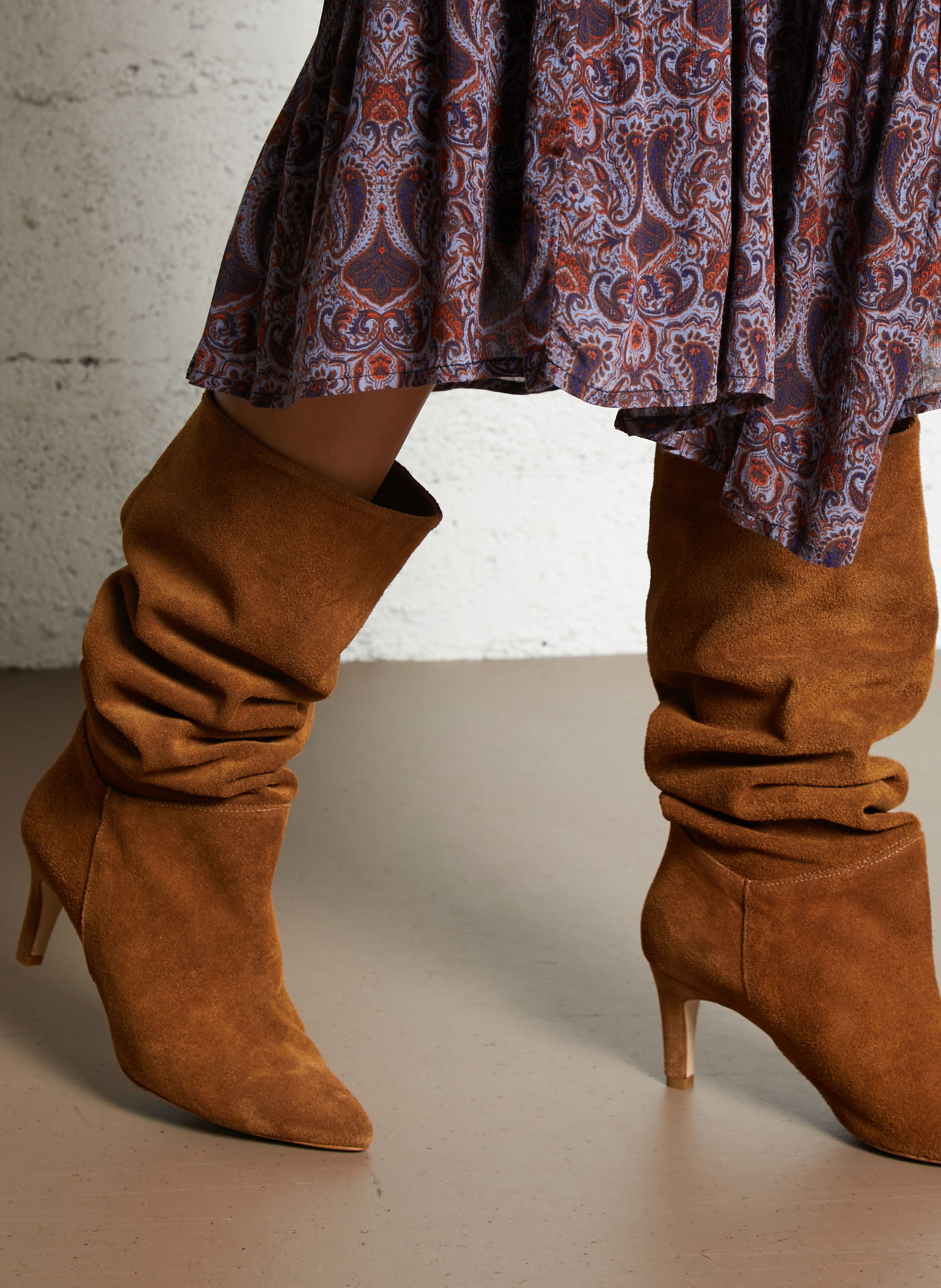 Bottes en cuir velours ONE STEP Marron