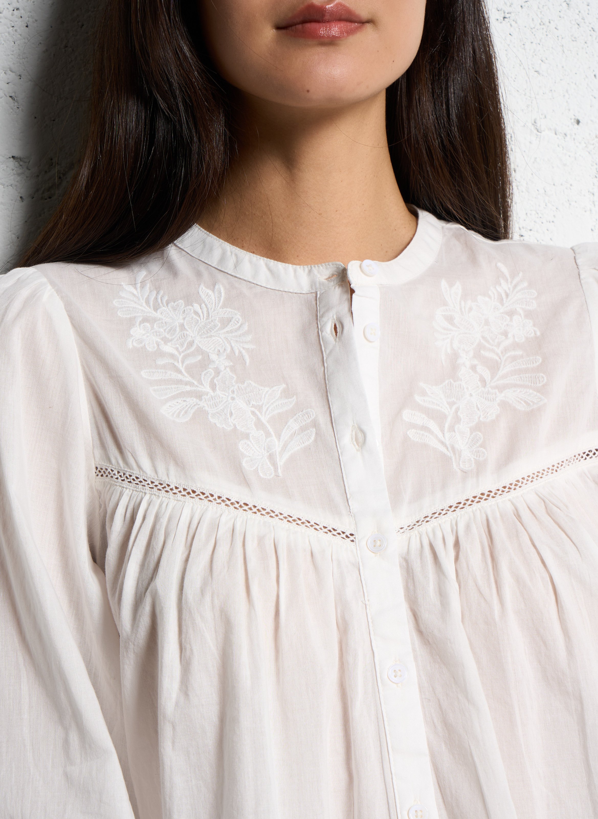 Chemise ample col mao en coton LA PETITE ETOILE Beige