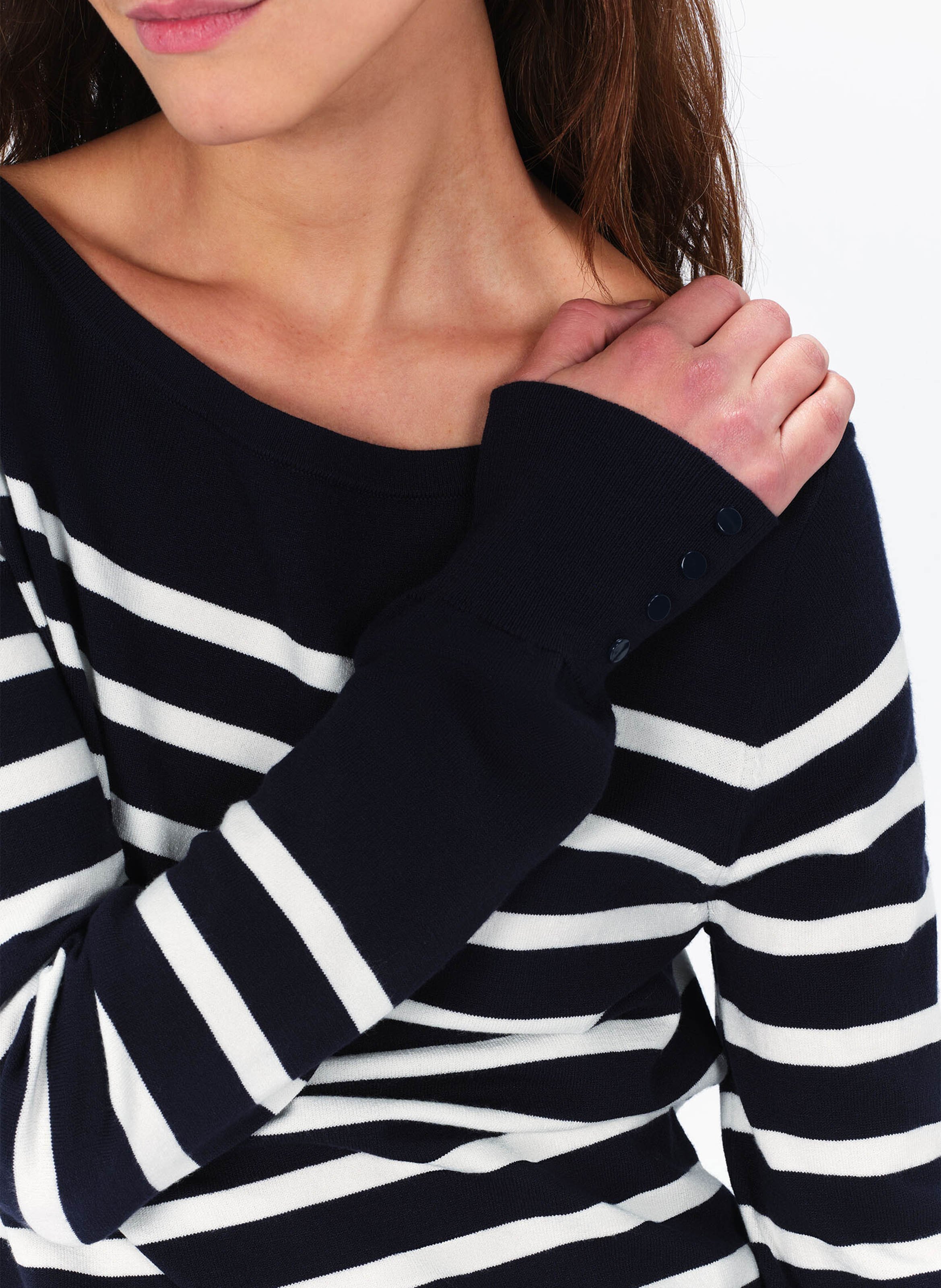 Striped straight-cut boat-neck sweater CAROLL Blue