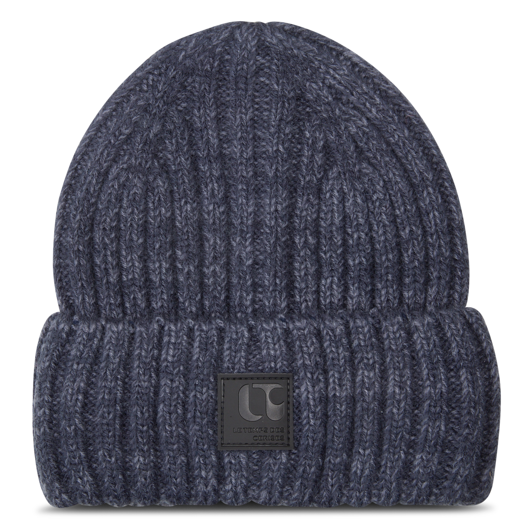 Muts met omgeslagen rand in visgraat breisel LE TEMPS DES CERISES Blauw