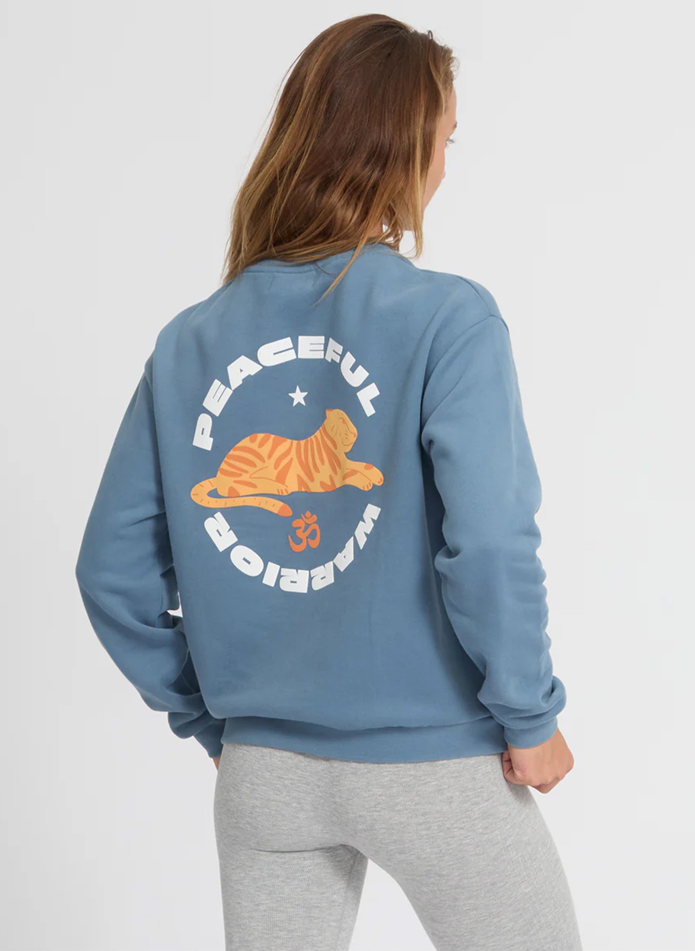 Sweat oversize col rond en coton bio YOGA SEARCHER Bleu