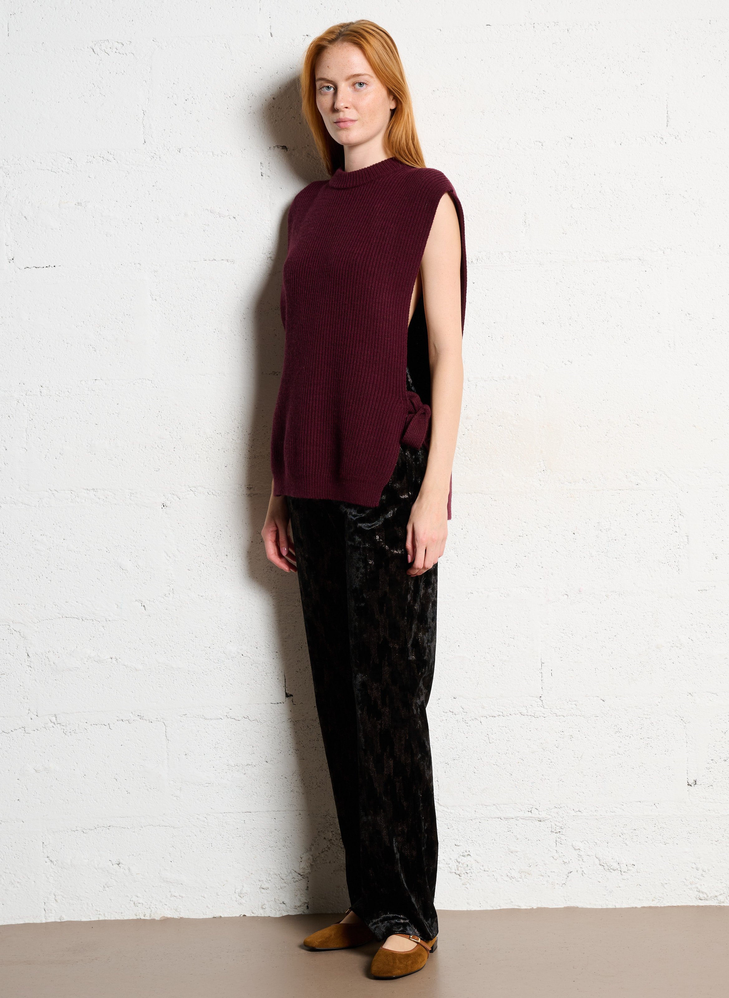 Pull droit col rond en maille IMPERIAL Rouge