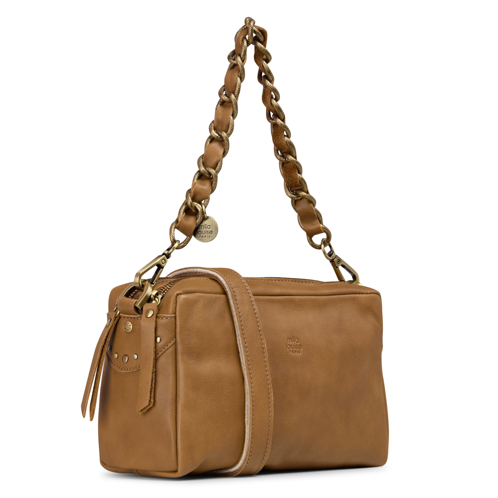 Dori leather shoulder bag MILA LOUISE Brown