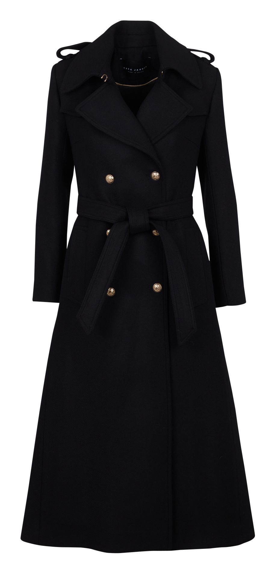 Long wool-blend coat with buttons TARA JARMON Black
