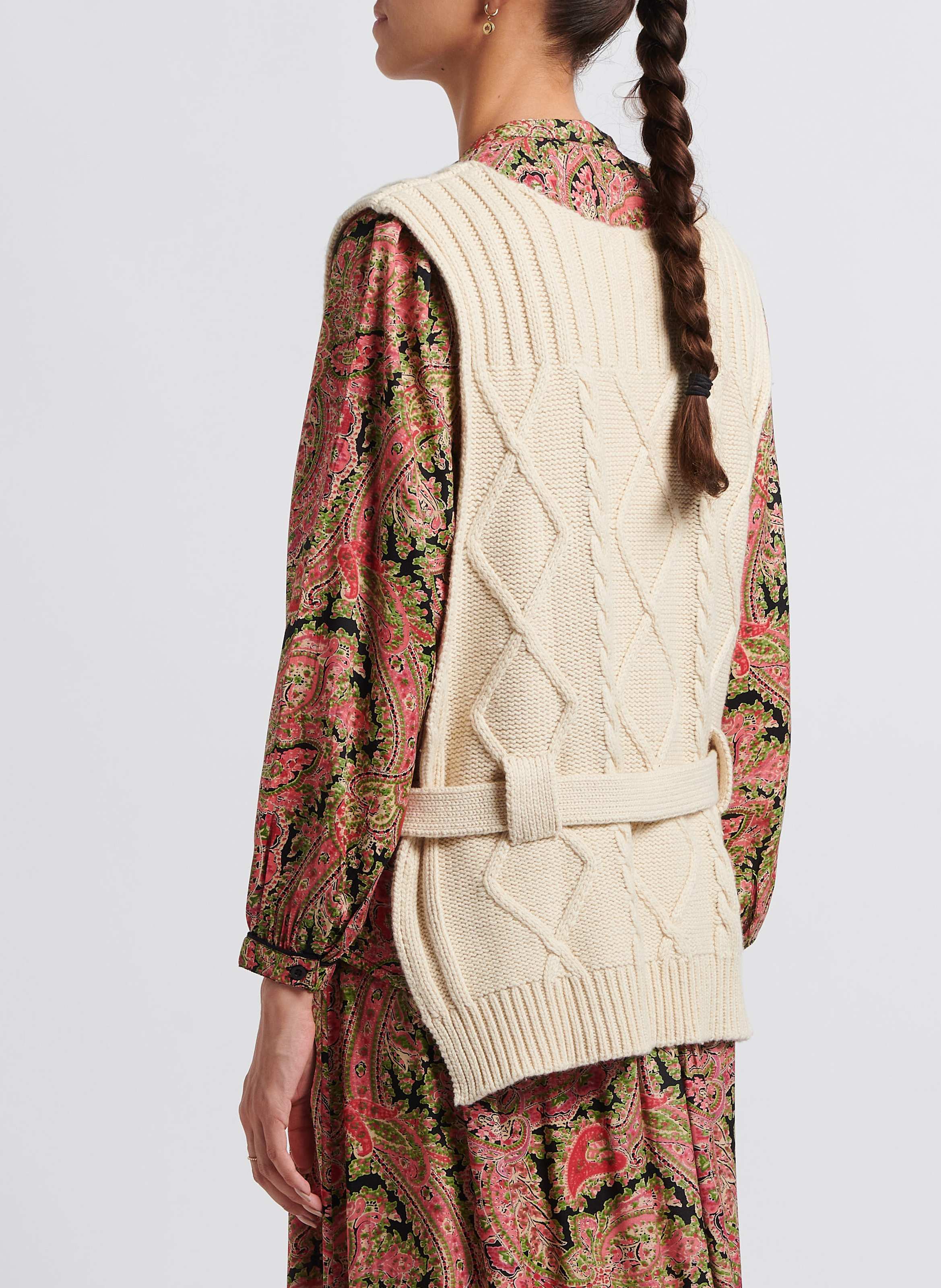 Mouwloze trui met ronde hals |wolblend SWILDENS Wit