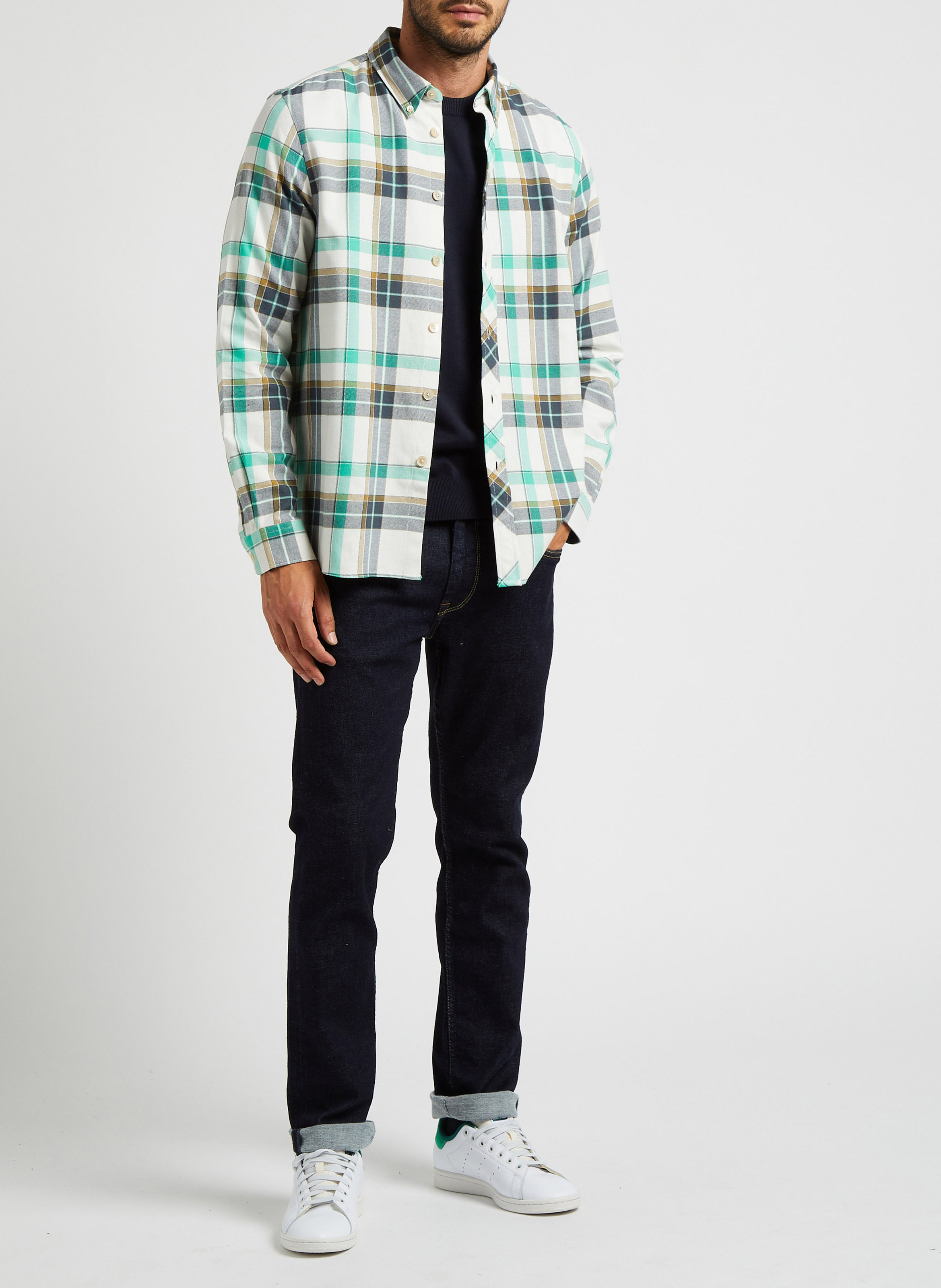 Gerade geschnittenes Hemd aus Baumwoll-Mix mit Windsorkragen PAUL SMITH Weiss