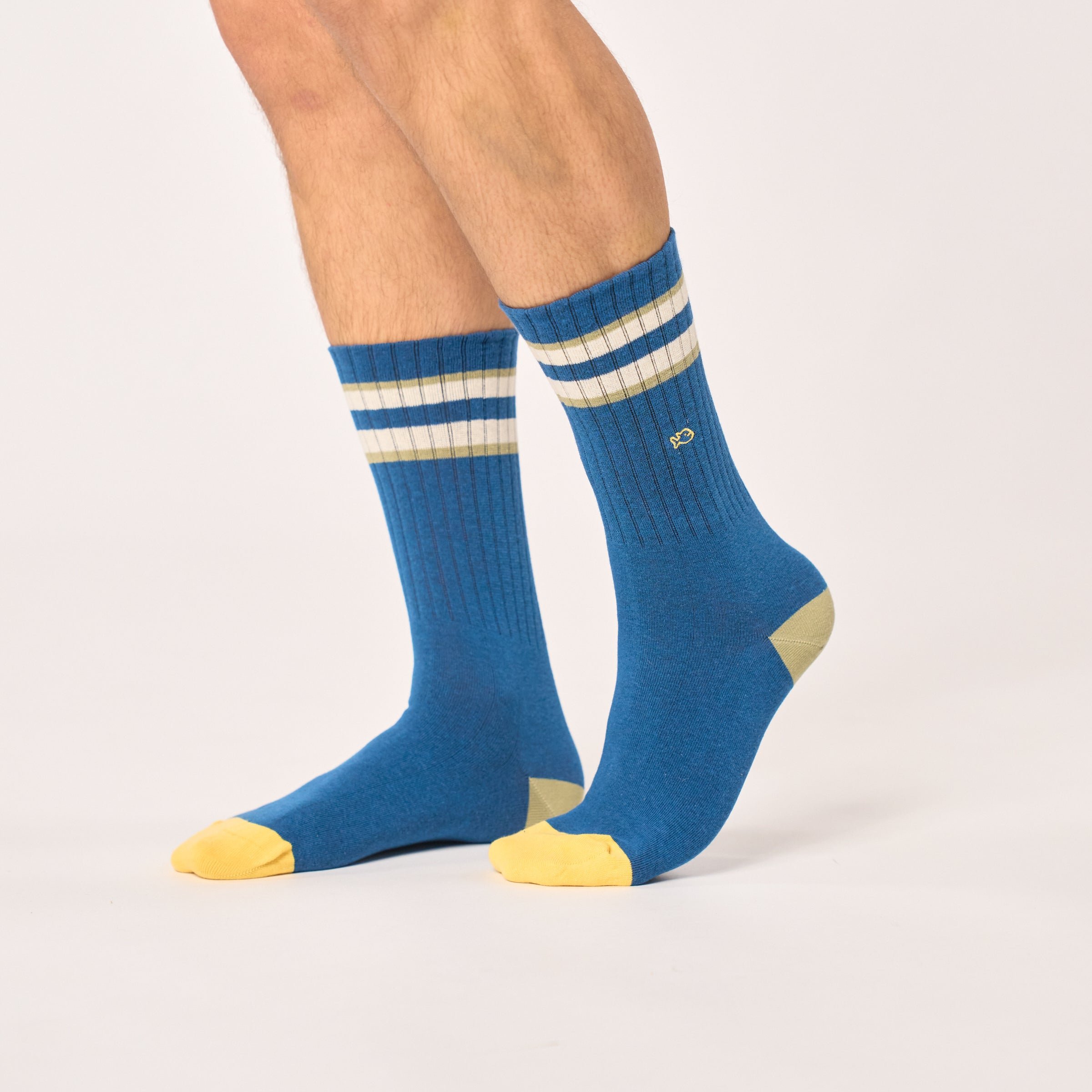 Combed cotton retro socks Blue