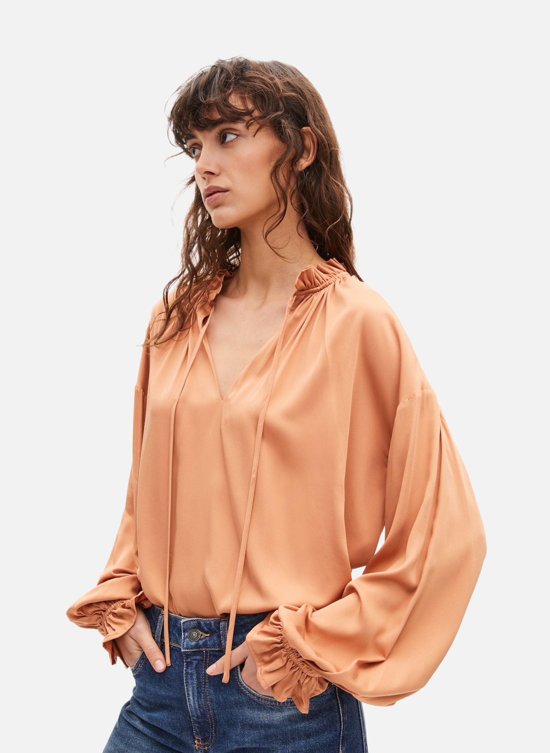Blouse with ruffles THE KOOPLES Brown