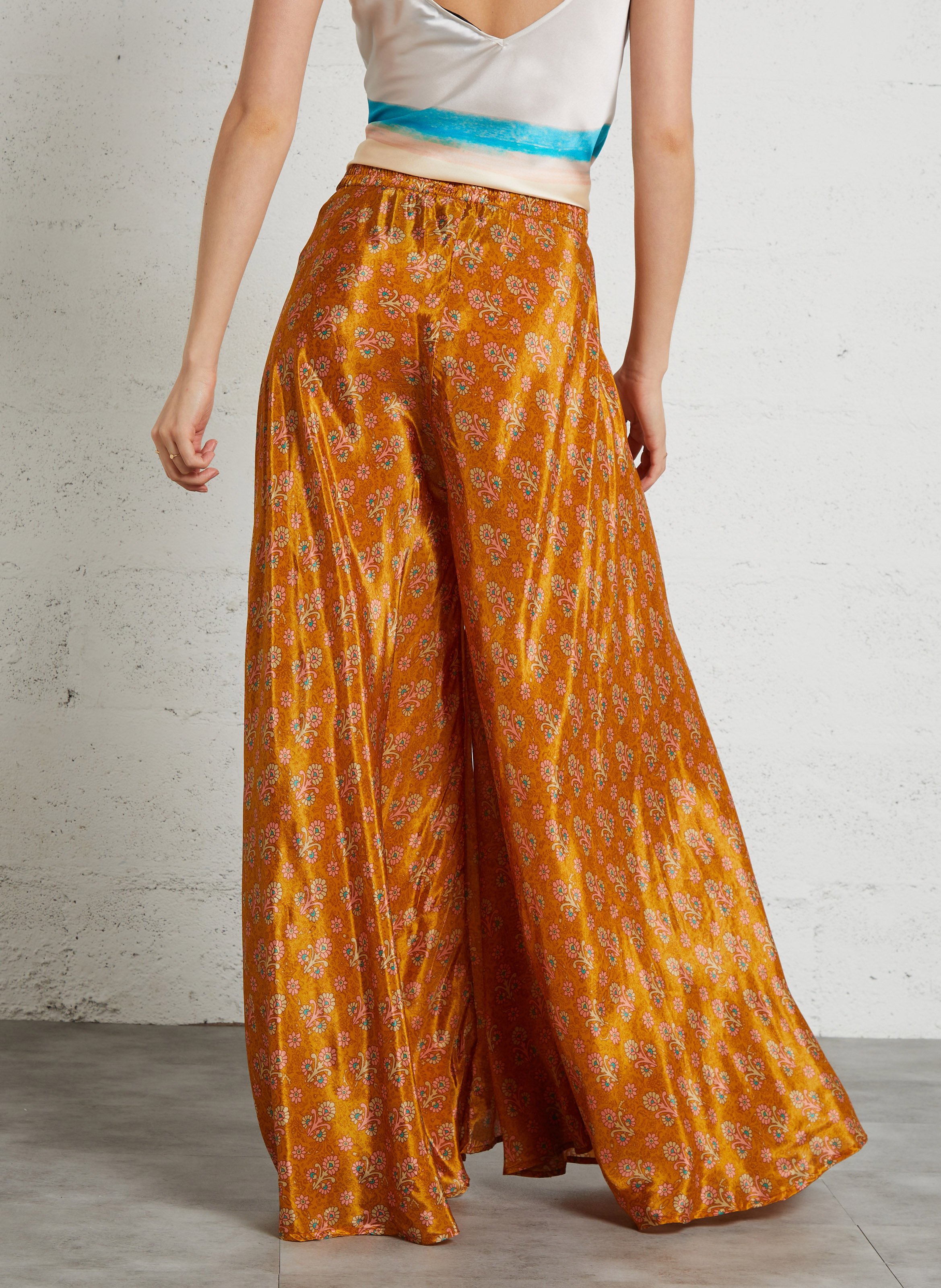 Wijde broek met bloemenprint MES DEMOISELLES Oranje