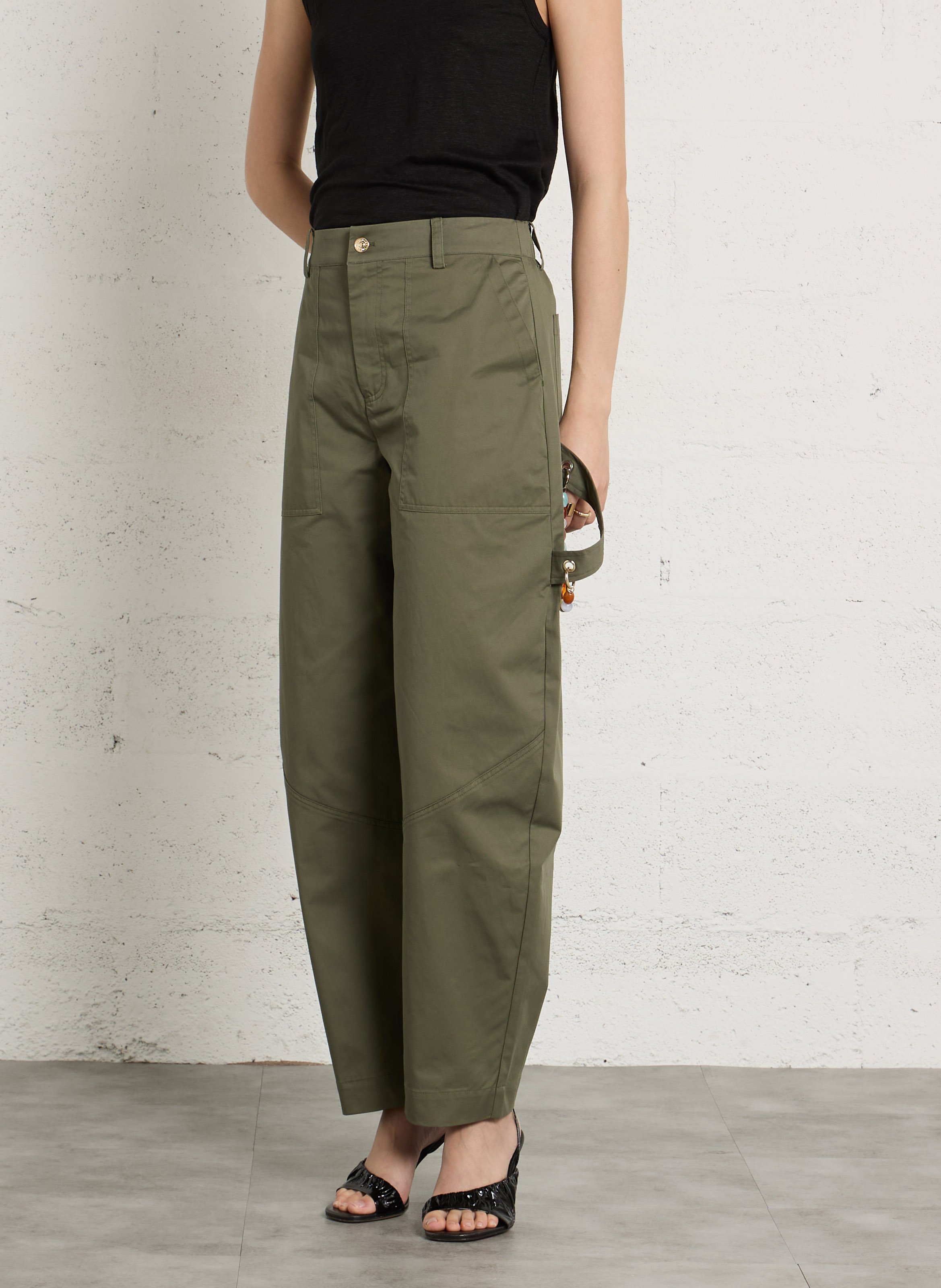 Katoenen straight fit pantalon BERENICE Kaki