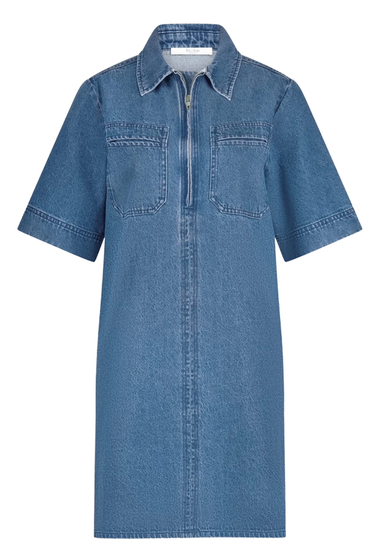 Korte jurk van katoen met klassieke kraag BY BAR Blauw