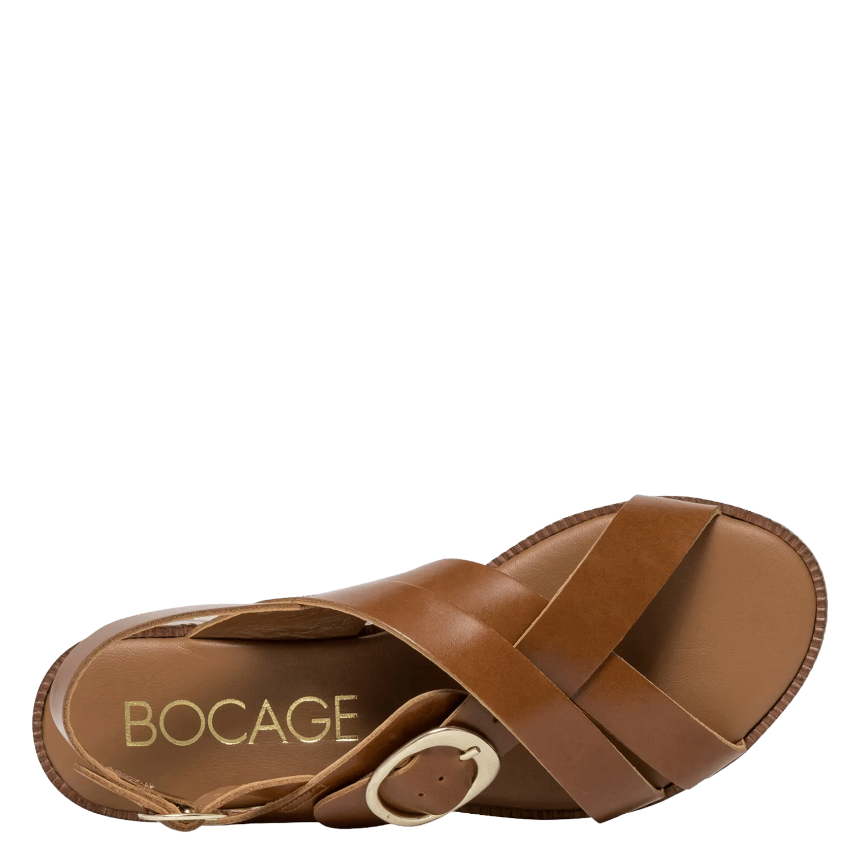 Sandales plates en cuir Marron