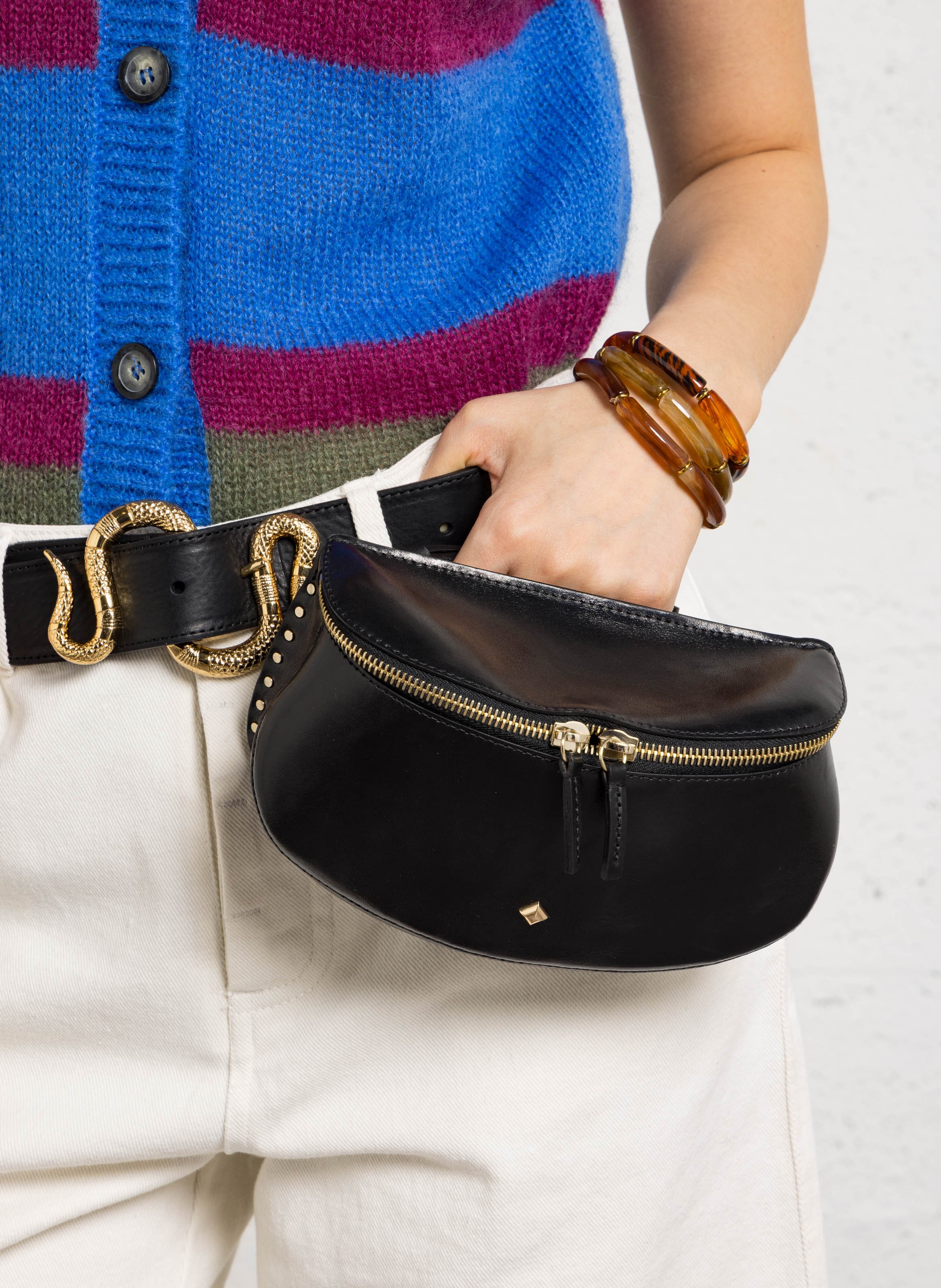 Banane en cuir HERBERT FRERE SOEUR Noir