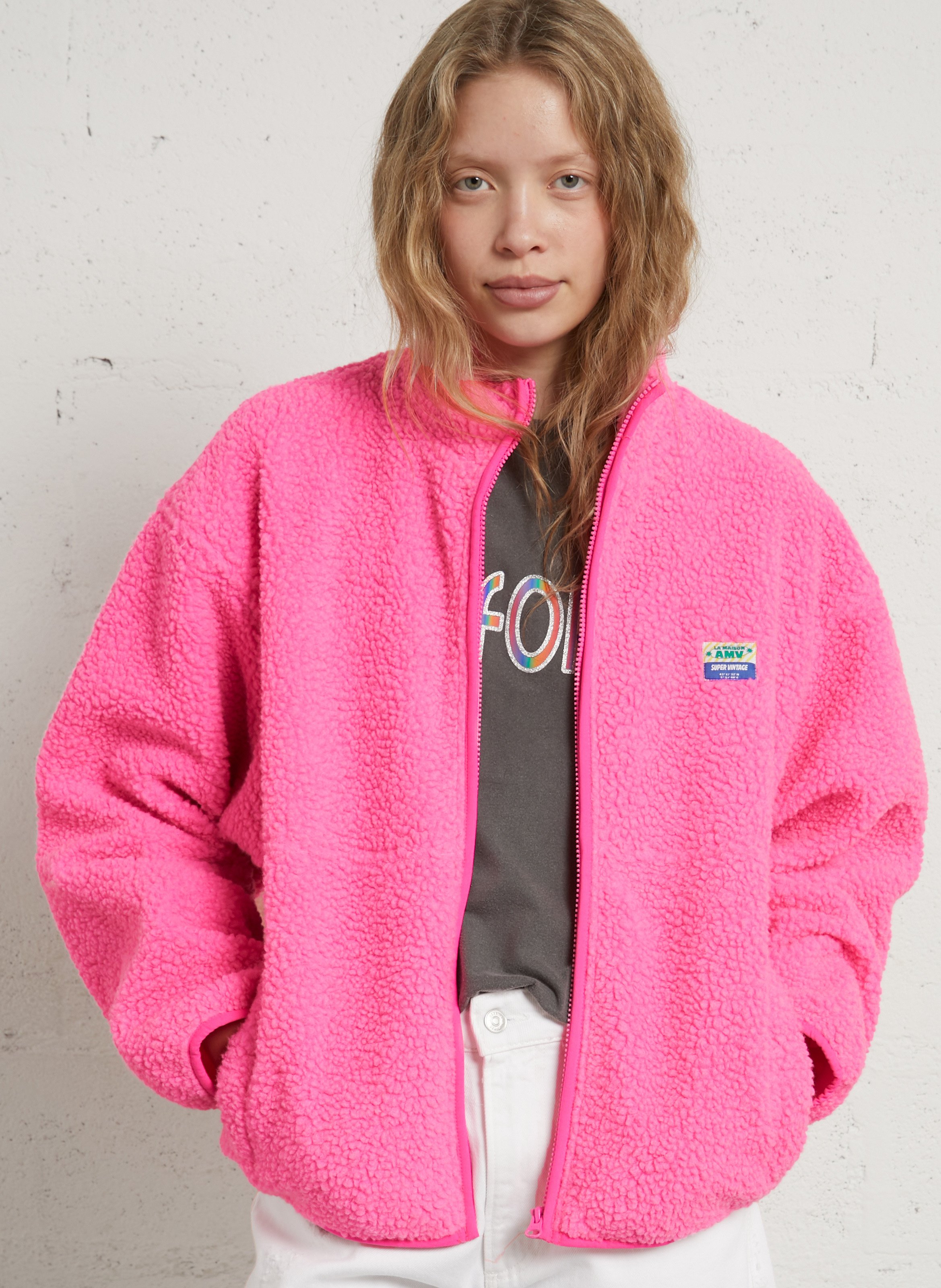 Fleecejacke mit Reißverschluss AMERICAN VINTAGE Rosa