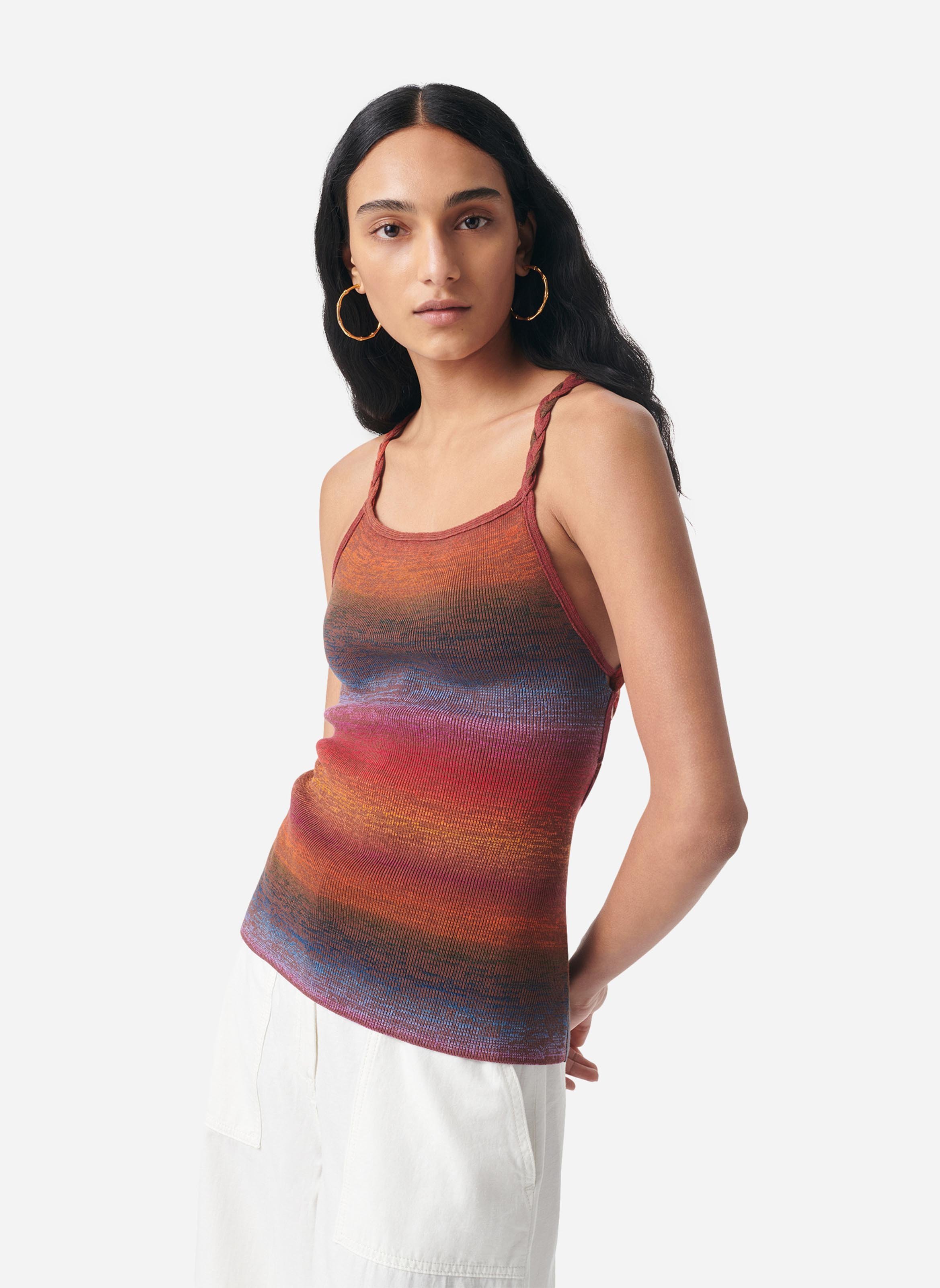 Top de mezcla de algodón con cuello cuadrado VANESSA BRUNO Multicolor