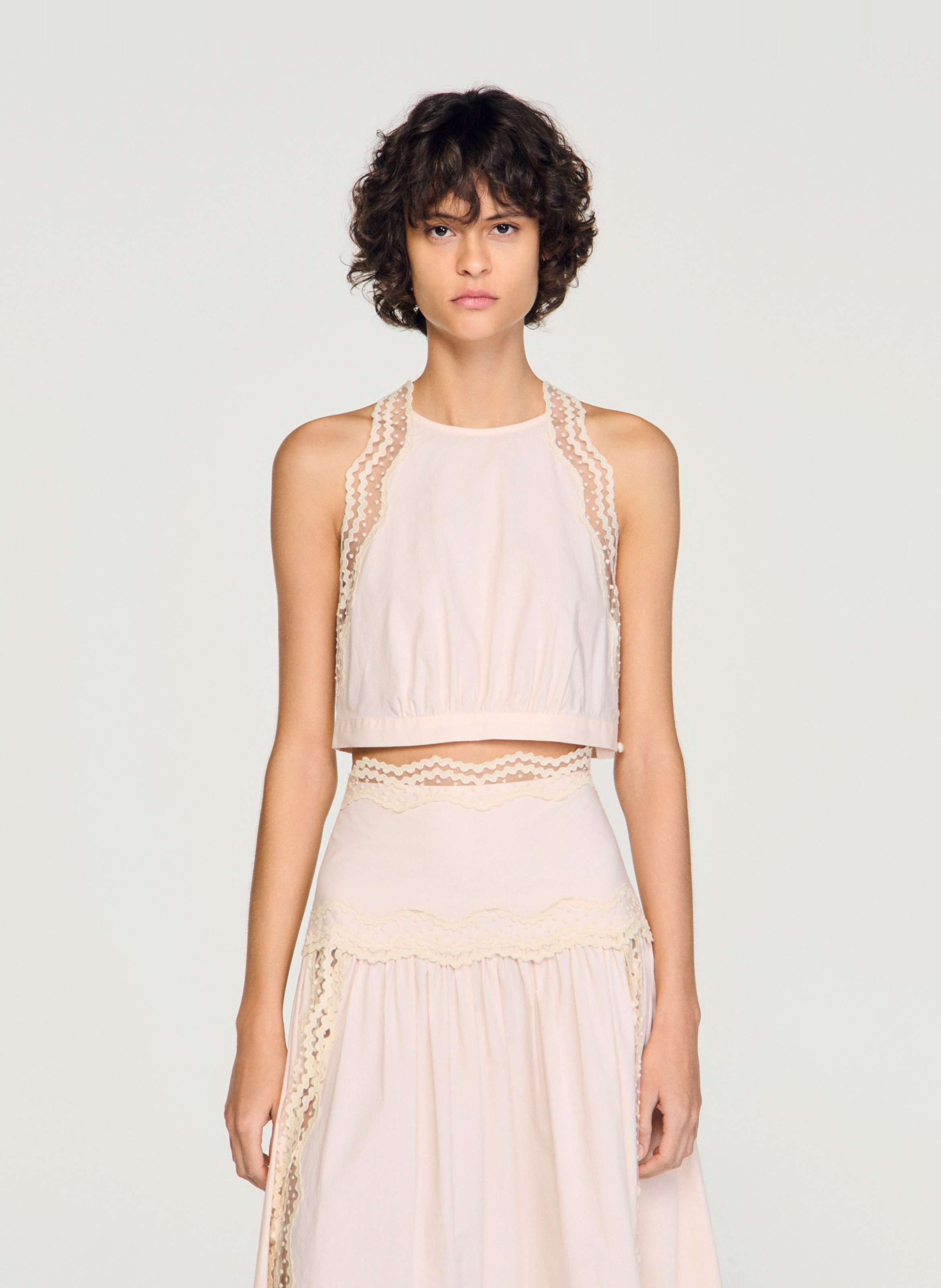 Katoenen blouse met ronde hals SANDRO Roze