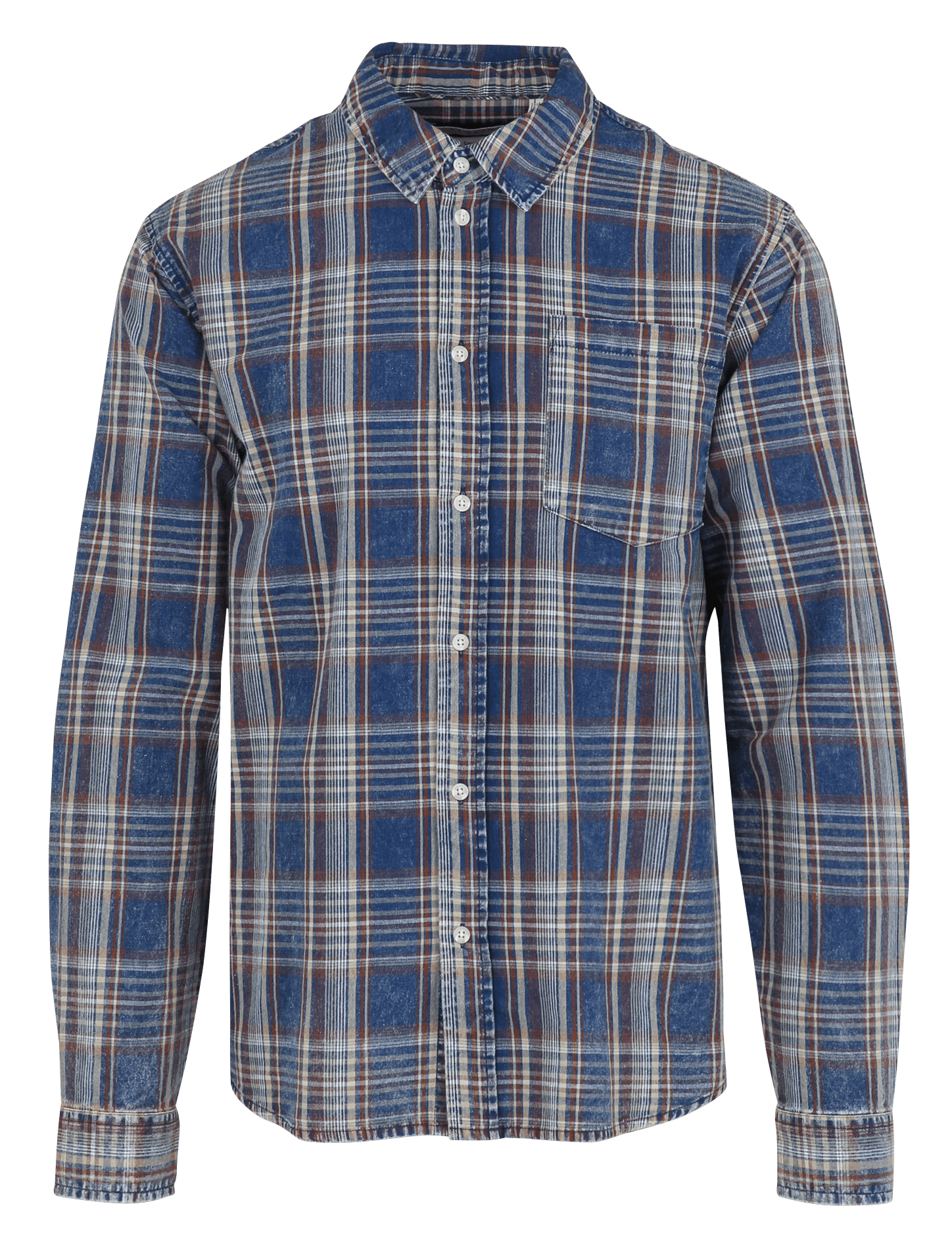 Chemise à carreaux effet vieilli SOLID Bleu