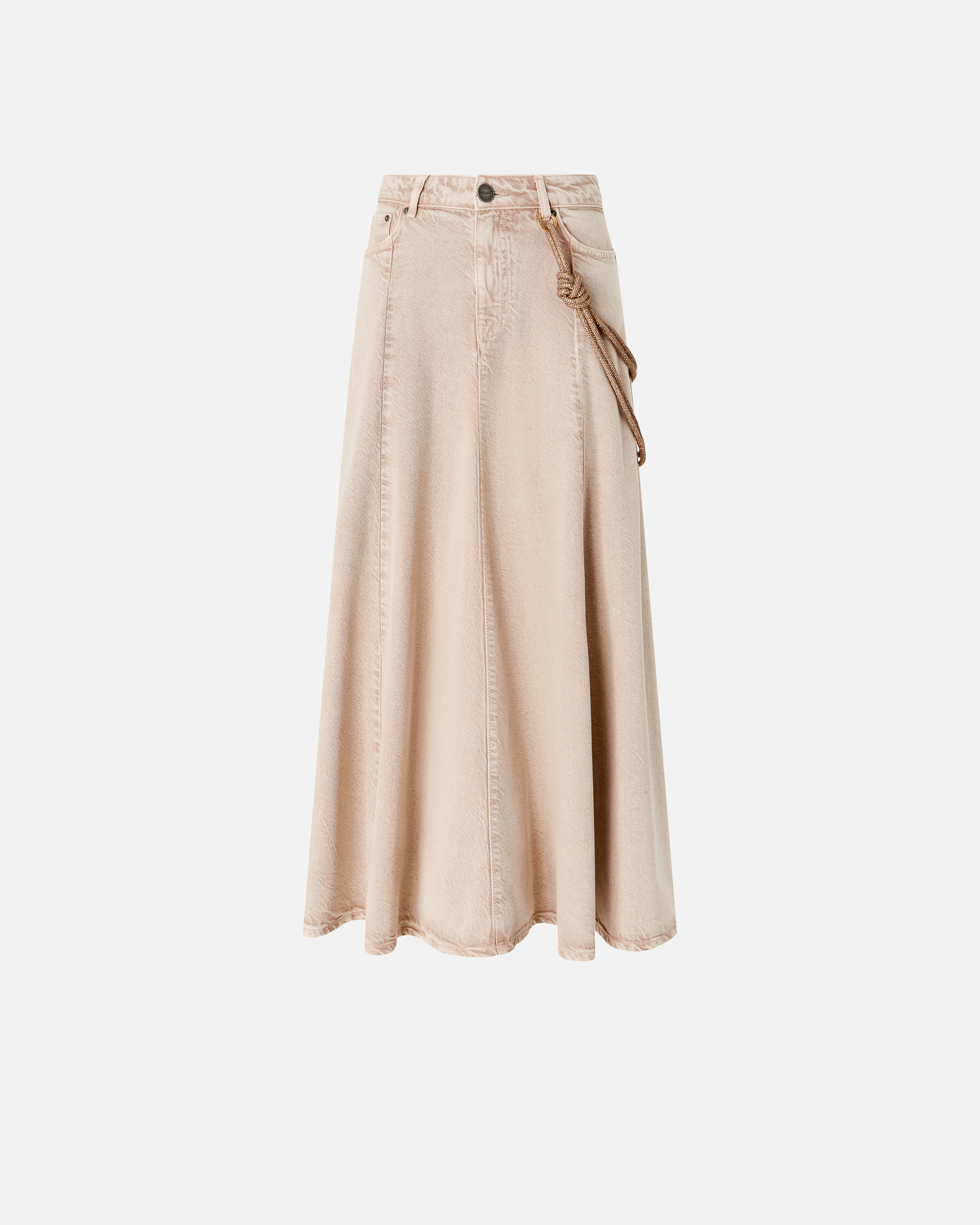 Midi denim skirt with jewel cord PINKO Beige