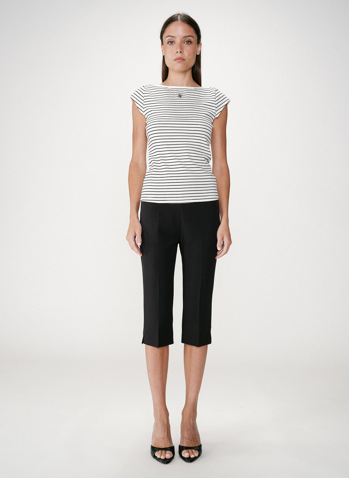 Tee-shirt à rayures col rond GRACE ET MILA Blanc