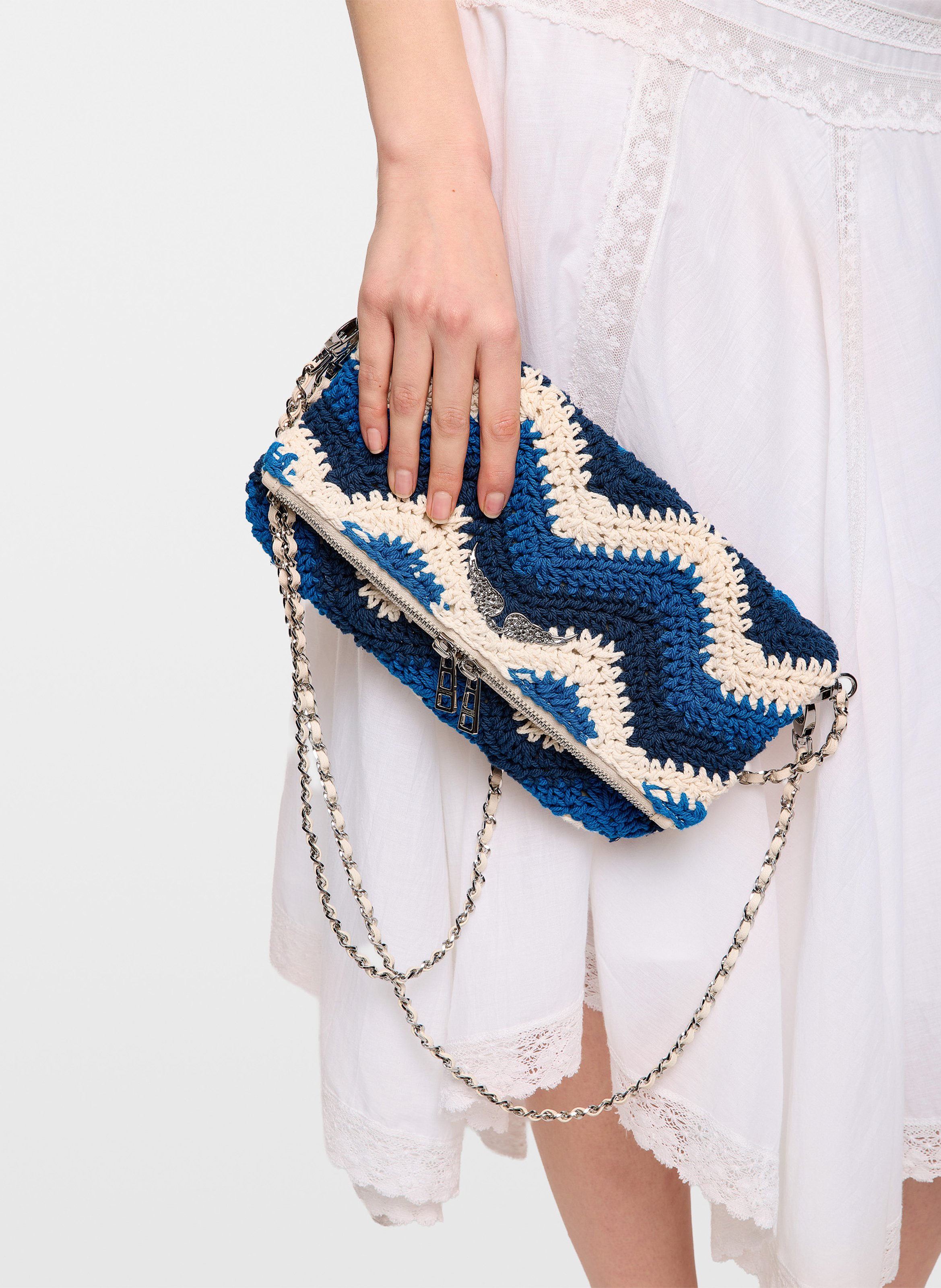 Pochette en coton macramé ZADIG&VOLTAIRE Bleu