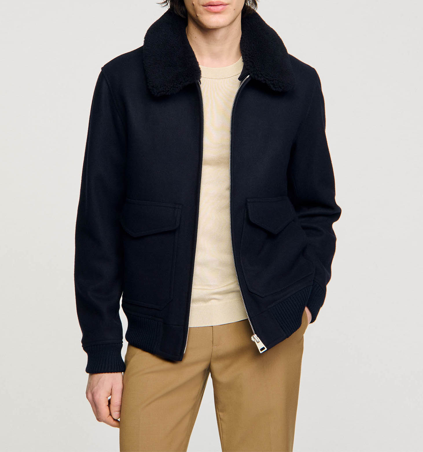 Vest van wolmix met ronde hals SANDRO Blauw