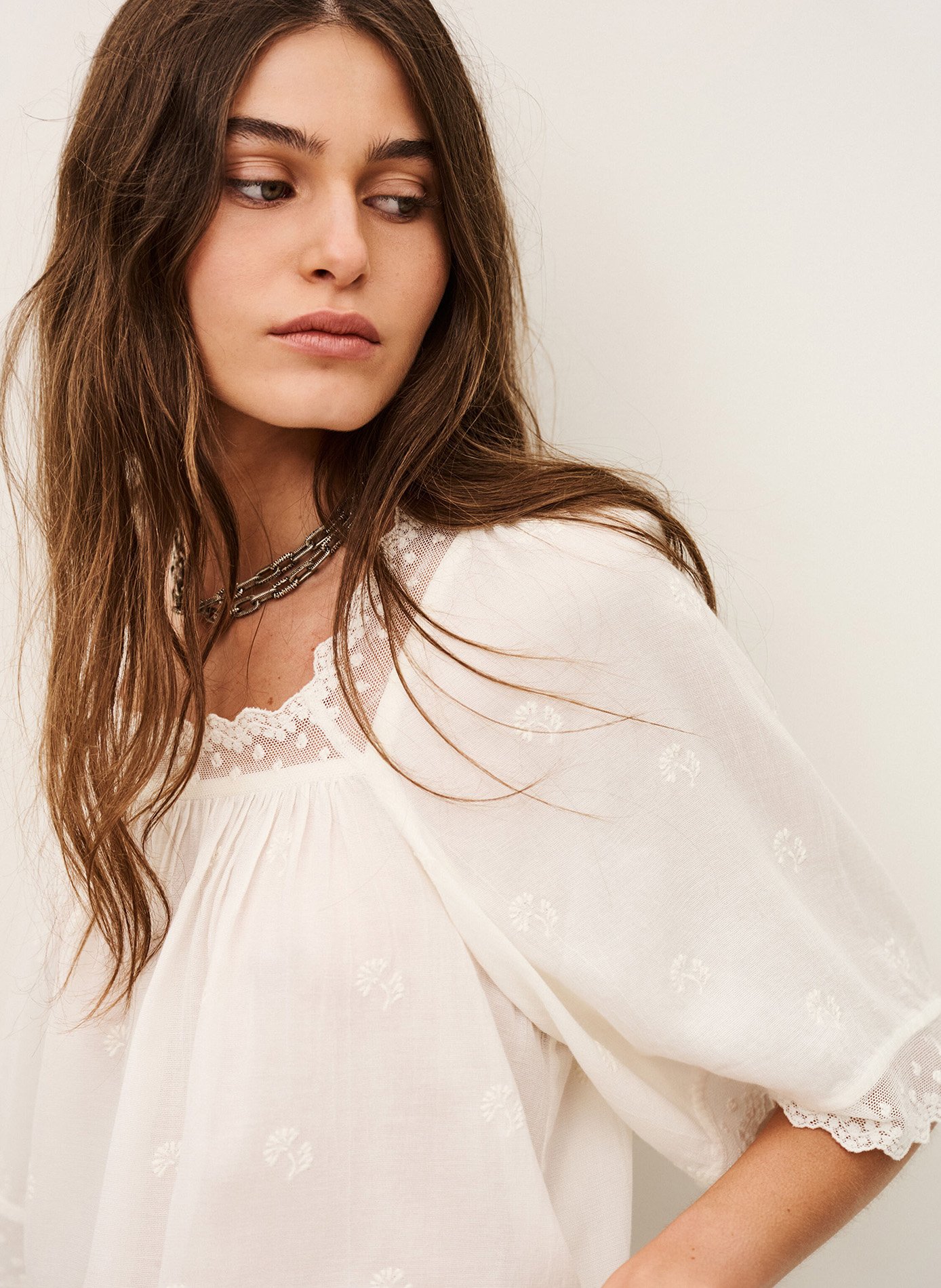Blouse encolure carré en coton mélangé BA&SH Beige
