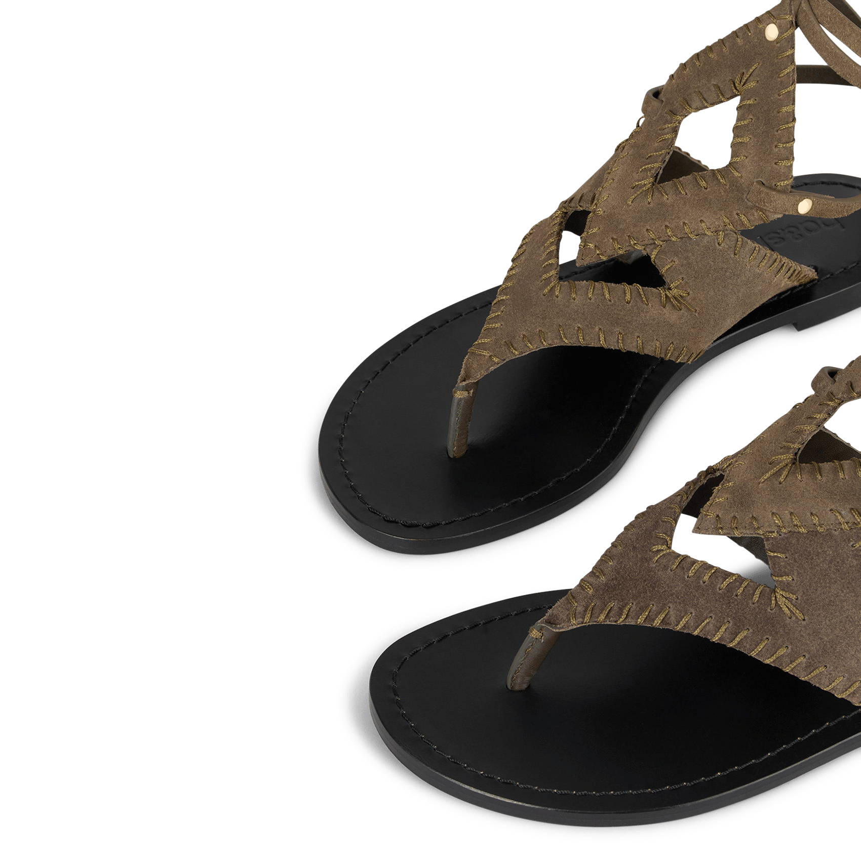 Sandales plates en cuir BA&SH Kaki