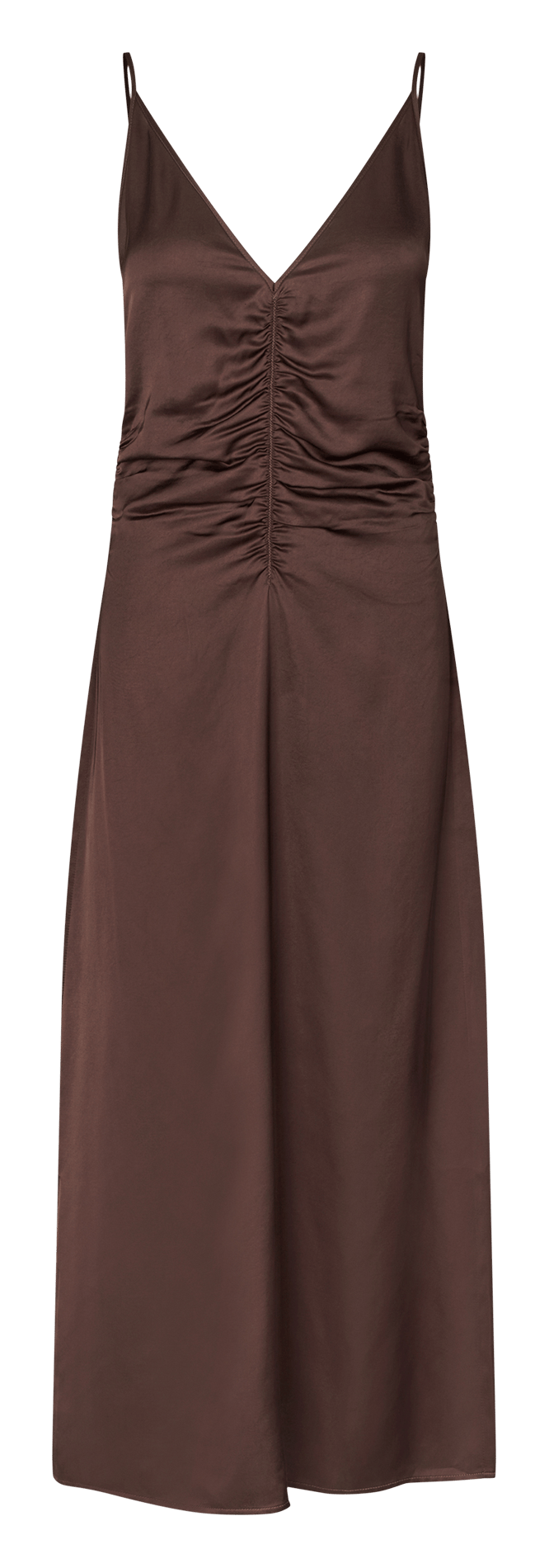 Long satin dress with V-neck BAUM UND PFERDGARTEN Brown