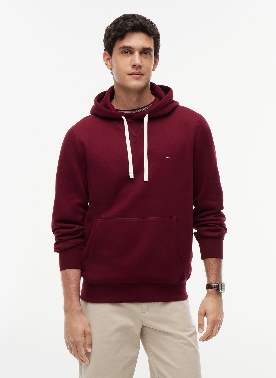 Hoodie met kangoeroezak en lange mouwen TOMMY HILFIGER