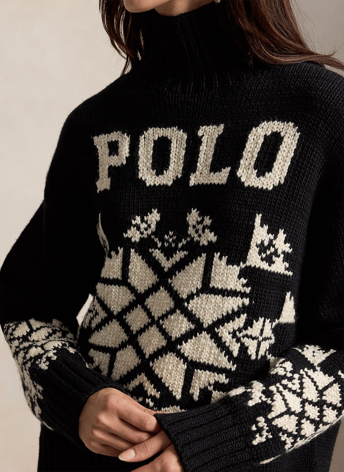 Gerader Pullover mit Stehkragen aus Wolle POLO RALPH LAUREN Schwarz