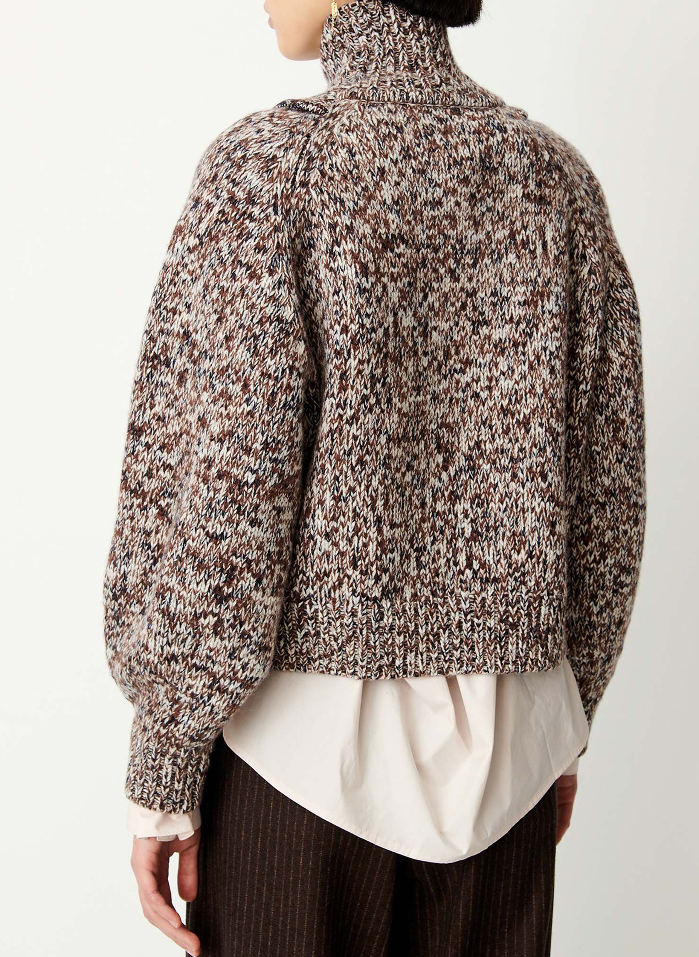 Loose-fit wool sweater with high neck SESSUN Brown